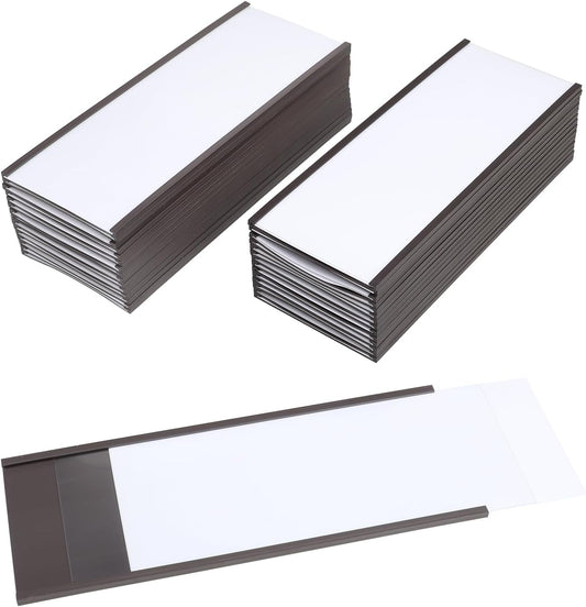 Eeoyu Magnetic Label Holders with Magnets Magnetic Data Card Holders with Clear Plastic Protectors for Metal Shelf, Whiteboard, Set of 30 (3 x 8 Inch)