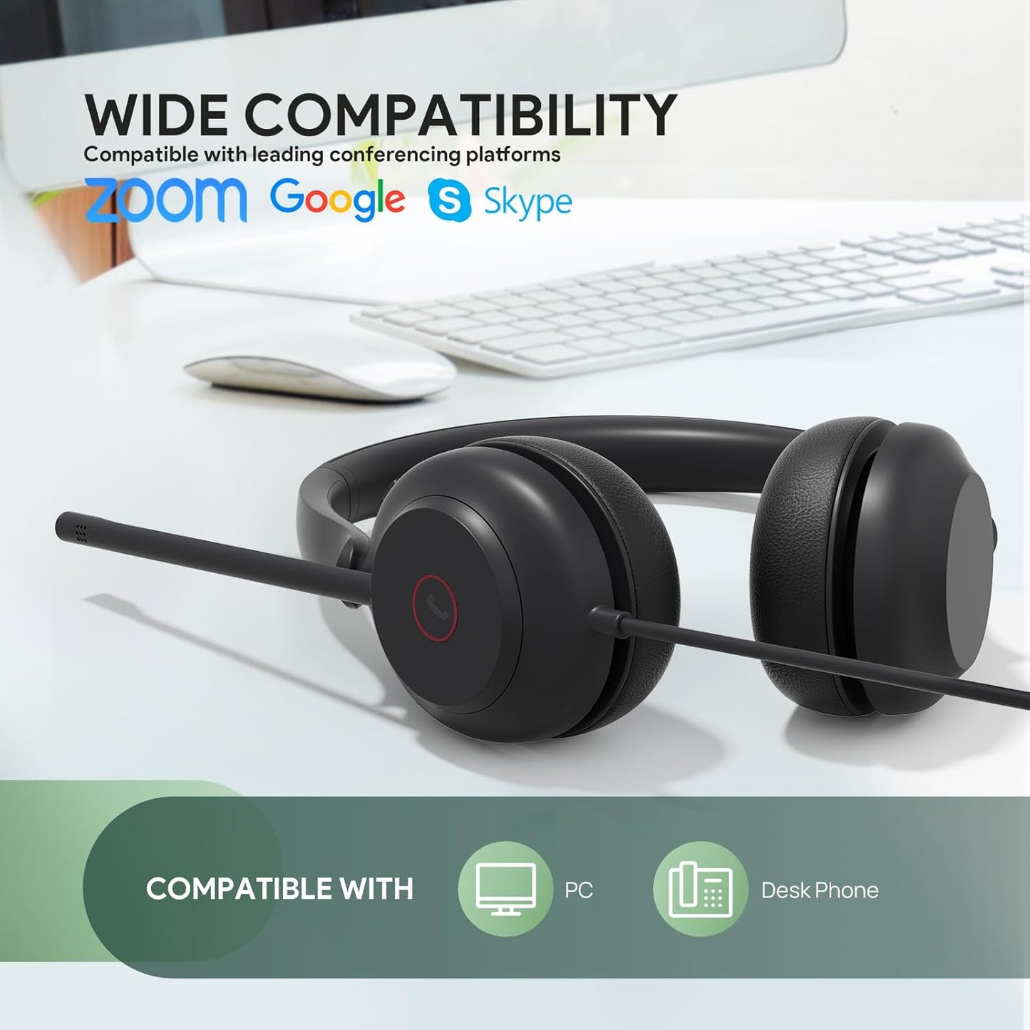 Yealink UH35 Wired Headset, USB Headset with Noise Cancelling Mic, Optimized for Skype and Zoom and Other Leading Conferencing Platforms, All-Day Comfort Design, Mute Button, Busylight