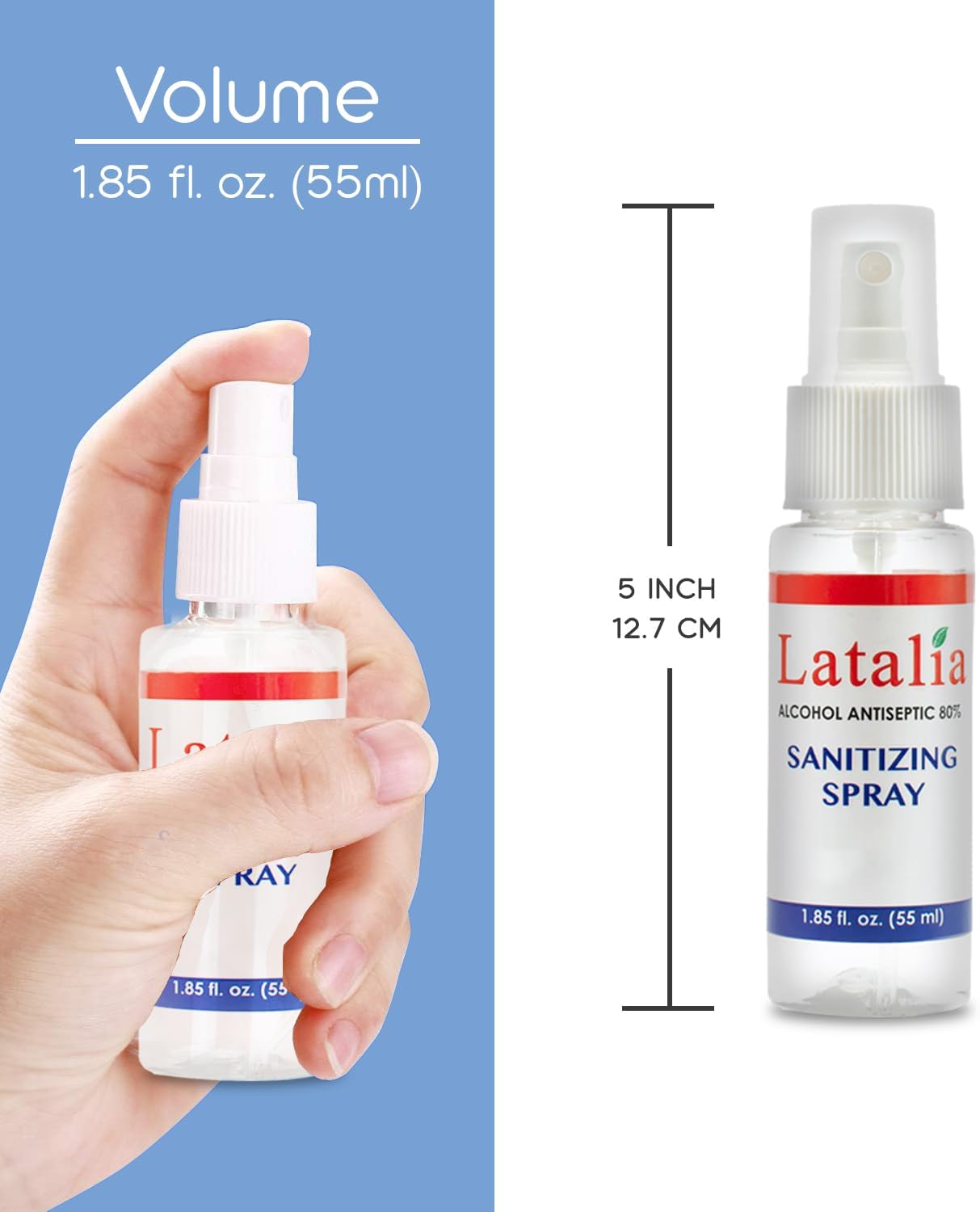 Hand Sanitizer Spray - Pack of 12 Unscented Spray Hand Sanitizer for Hands (1.85 fl. oz & 55ml)