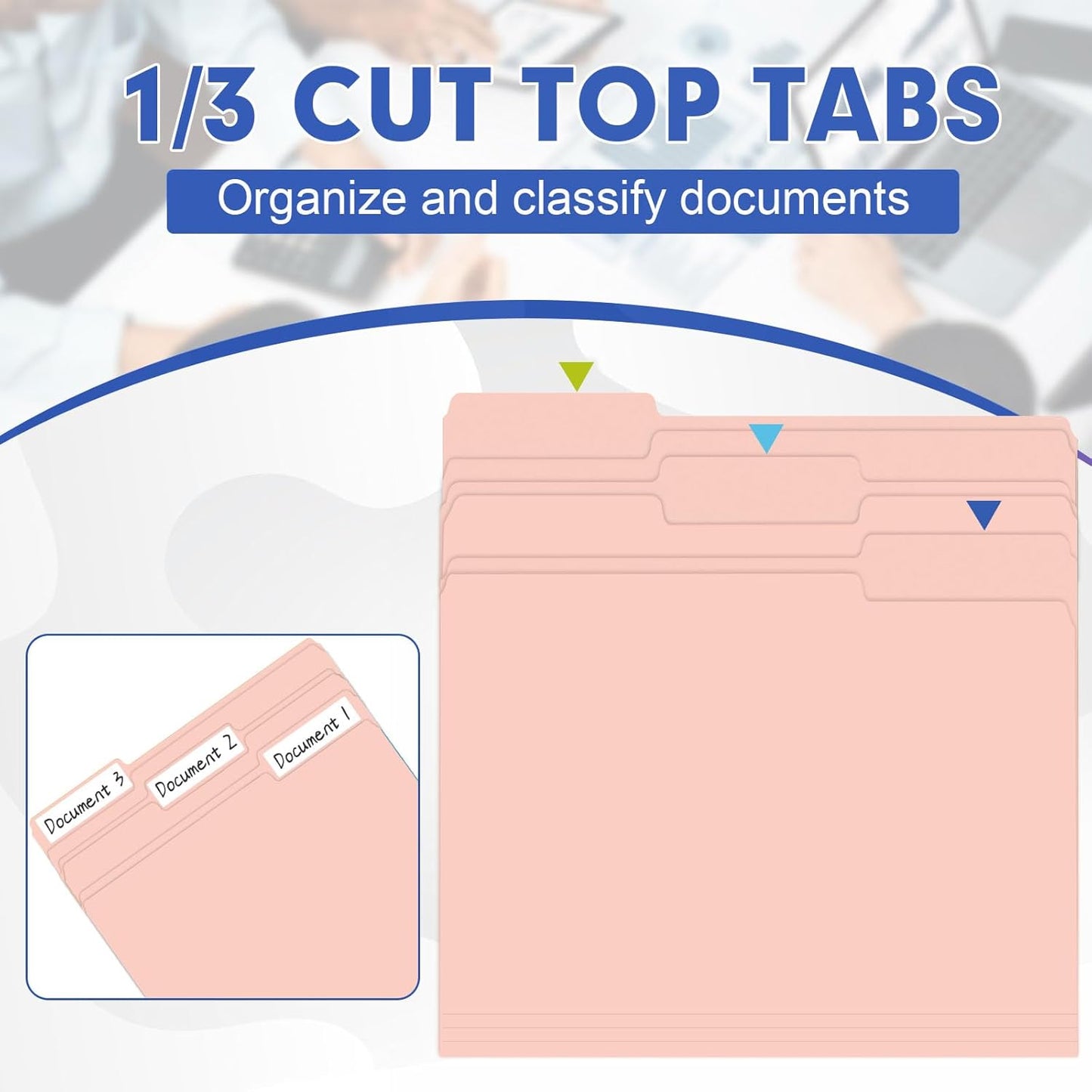 File Folder, HERKKA 120 Pack 1/3 Cut Tab File Folders, File Folders Great for Organizing and Filing, Letter Size, Pink
