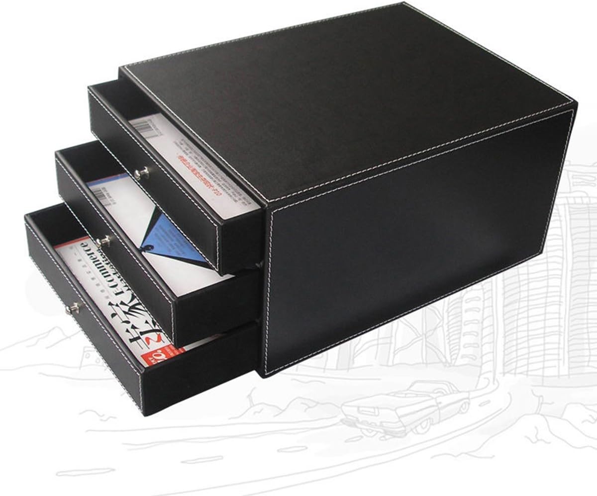 KINGFOM Pu Leather Desk Organizers and Accessories, 8 PCS/SET Office Supplies Organization with Magazine Files Holder, Stackable Paper Tray, Desktop Organizers with Drawer for Home Office School Black