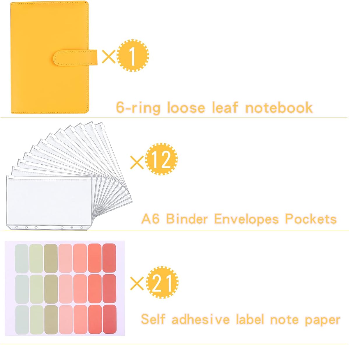 Money Saving Binder, Savings Challenges Book with for Cash Envelopes, 12pcs Zipper Envelopes A5 Budget Binder, Budget Planner for Managing Budgets and Saving Money (Yellow-9.2IN)