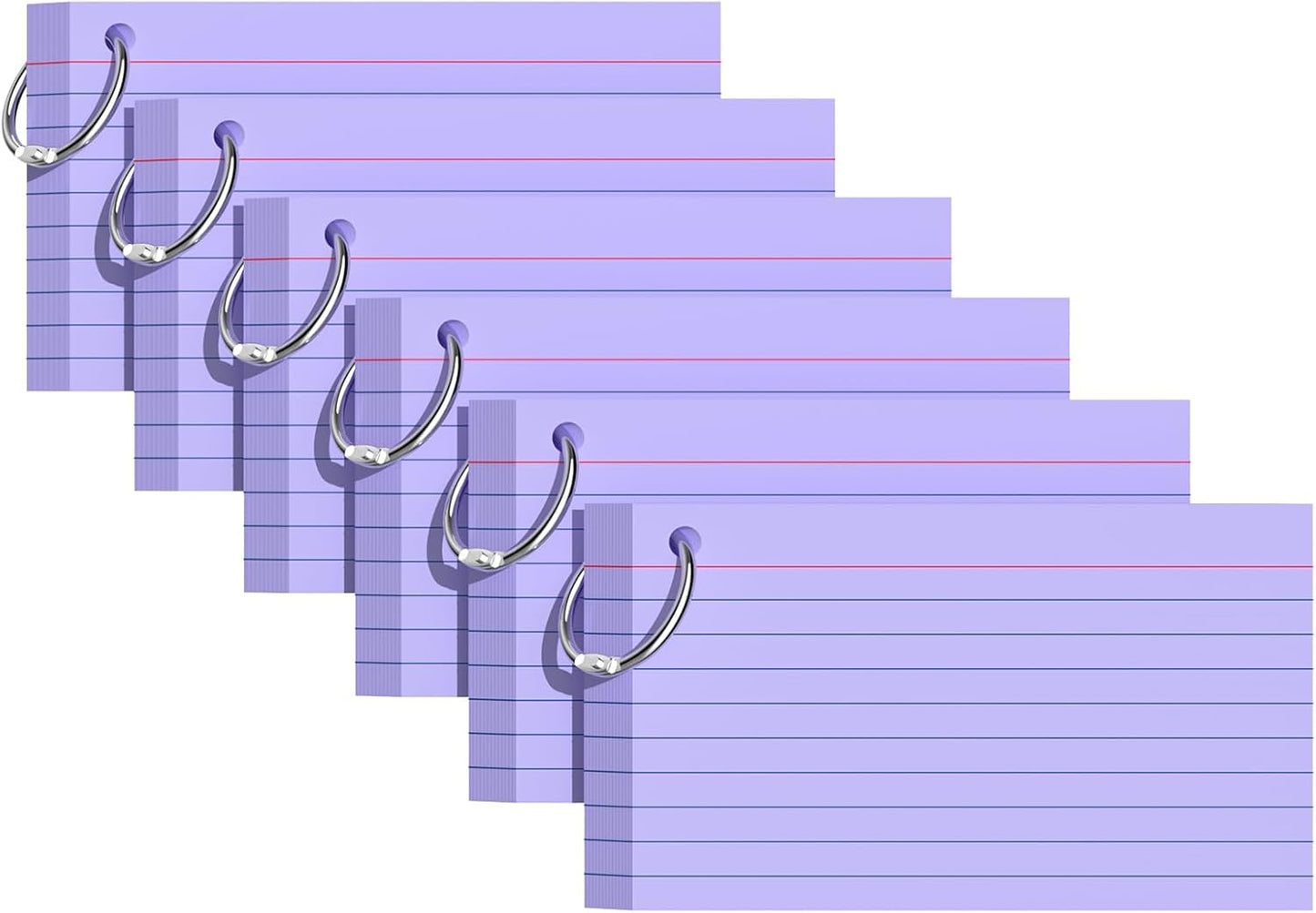 Index Cards 3x5 Inches, 300 PCS, Purple Flash Cards With Ring, Punched Lined Study Card Ruled Flashcards Notecards, Ruled Front And Blank Back, Note Card for School, College And Home