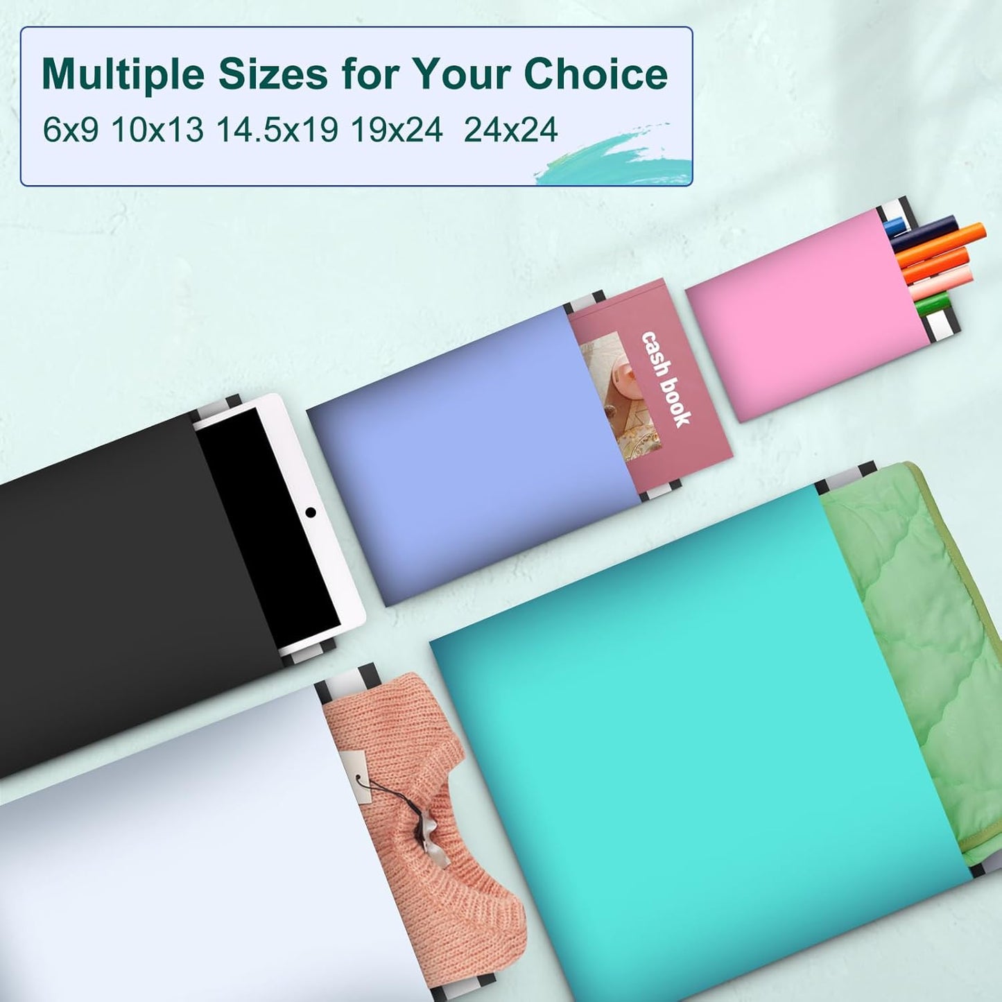 Large Poly Mailers 24x24 Inch 50 Pcs, Extra Large Shipping Bags for Clothing with Self-Sealing Tear-Resistant, Waterproof Poly Bags, Mailing Envelopes for Small Business (Teal)