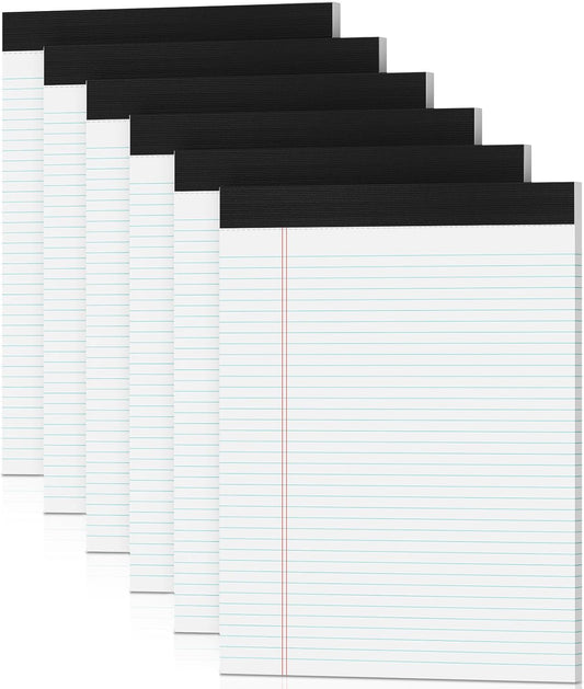 White Legal Pads 8.5 x 11 Writing Note Pads 9/32'' College Ruled & Double-Sided Printing - 30 Sheets Premium Thick Paper - 38 Lines Perforated Notepads 8.5 x 11'' 6 Pack for Office, Homework