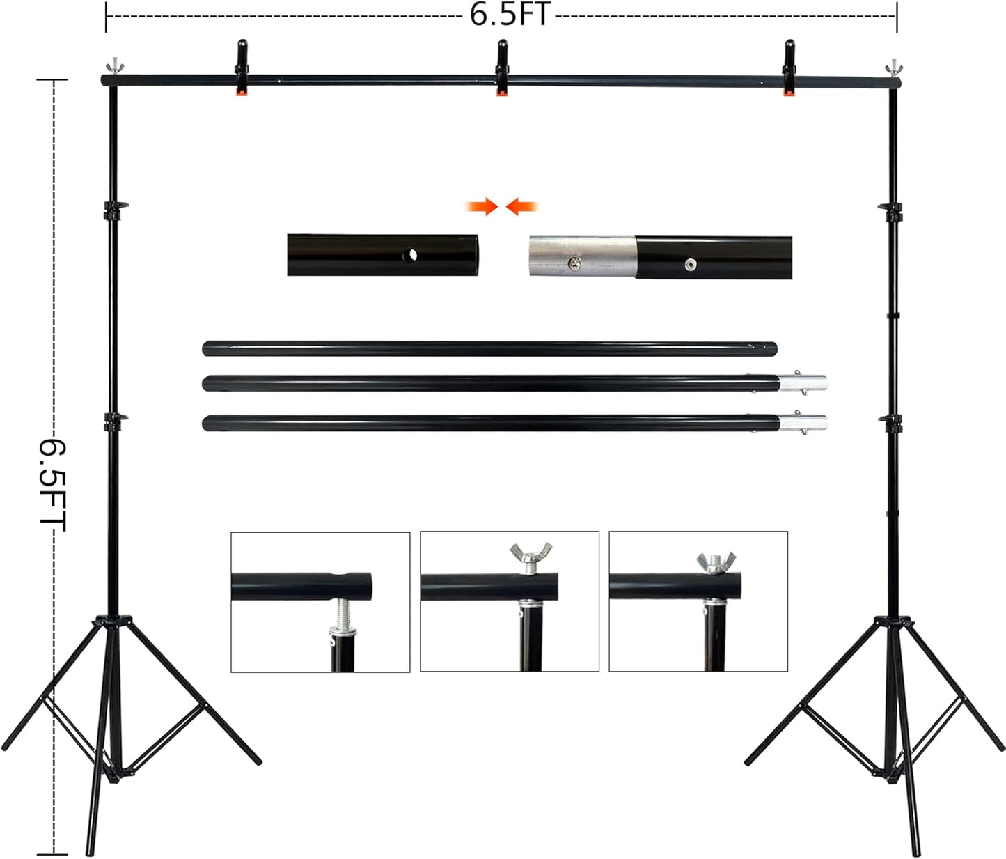 2 in 1 Green Backdrop Stand Kit, 6.5x6.5 ft Portable Dual Rod Stand kit with 6x7ft Green Backdrop-Premium Polyester for Video Streaming, Portrait Photoshoot, Wall Mounted, Parties