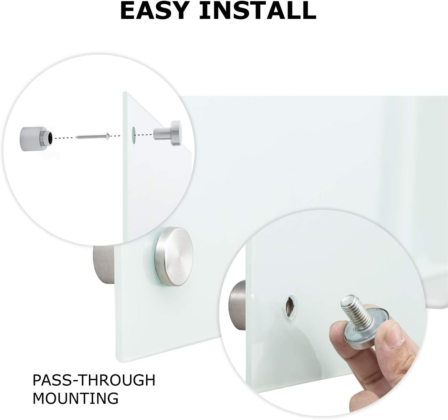 Glass Whiteboard Magnetic Dry Erase White Board 4'x 3' Framless White Surface