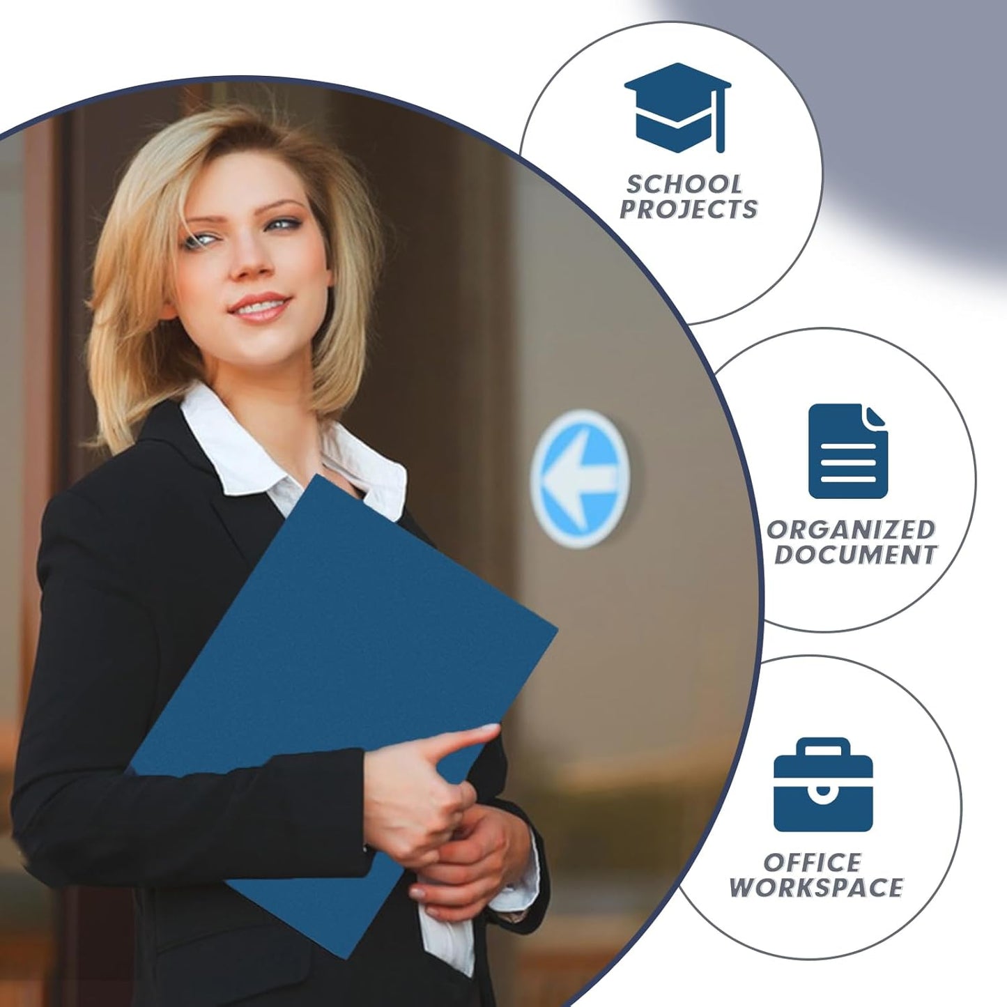 Two Pocket Folders, PANDRI 30 Pack Two Pocket Folders with Prongs, 3 Prong Folders Designed for Office and Classroom, Letter Size Darkblue