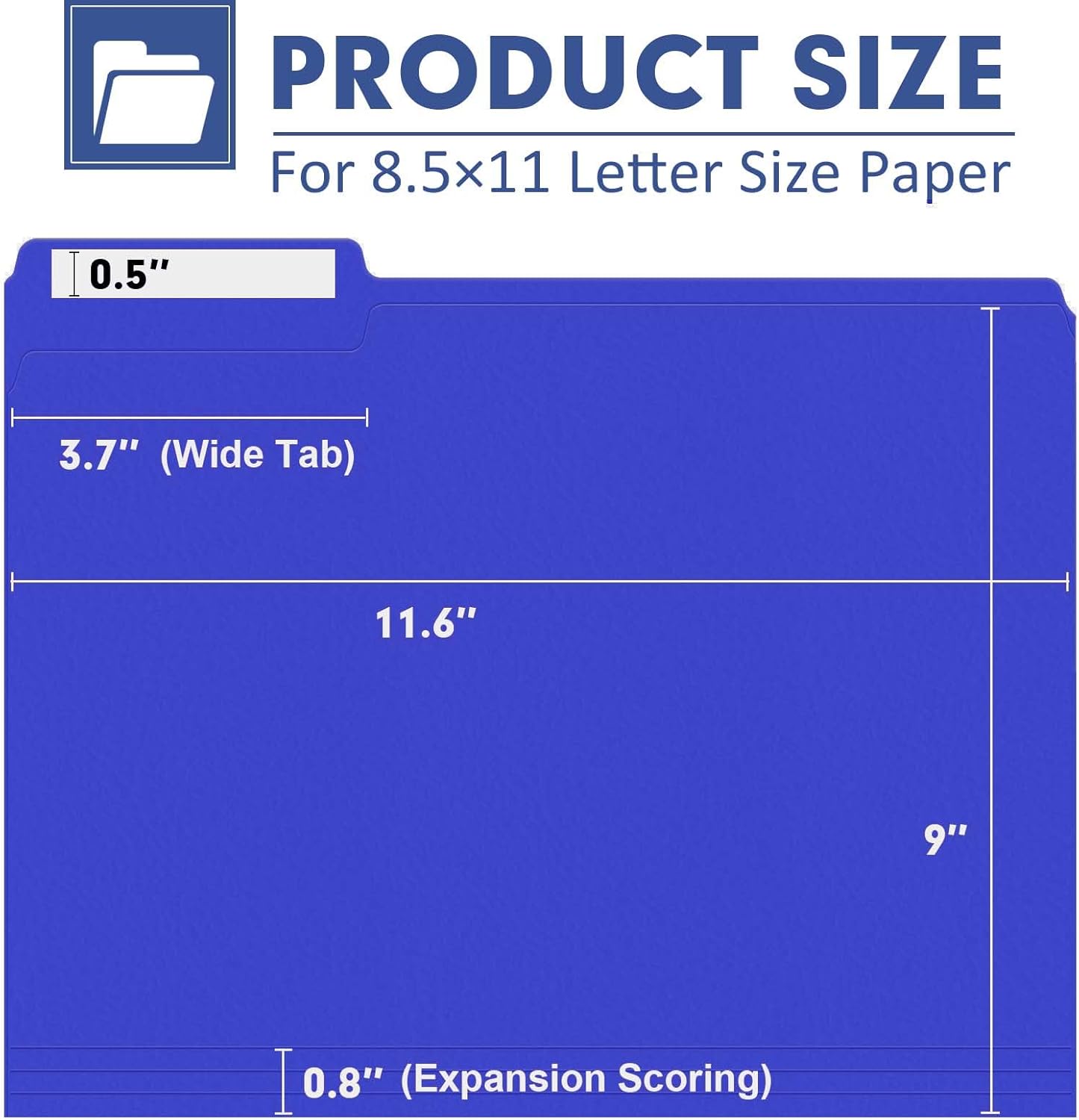 File Folder, PANDRI 120 Pack File Folder, 1/3 Cut Tab, Letter Size, Filing Folder for Office School Business, Royal Blue