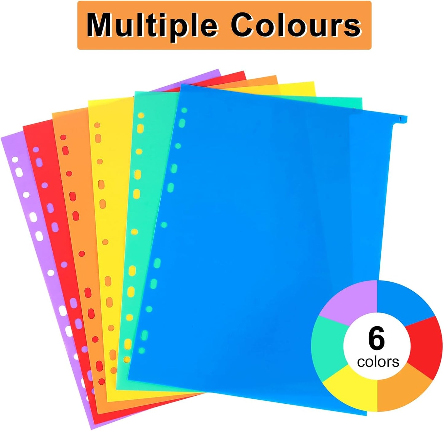 1-31 Tab Dividers, Plastic Binder Dividers for 2/3/4 Ring Binder, Customizable Table of Contents, Multicolor Number 1-31 Tabs, 5 Sets/ A4 Size