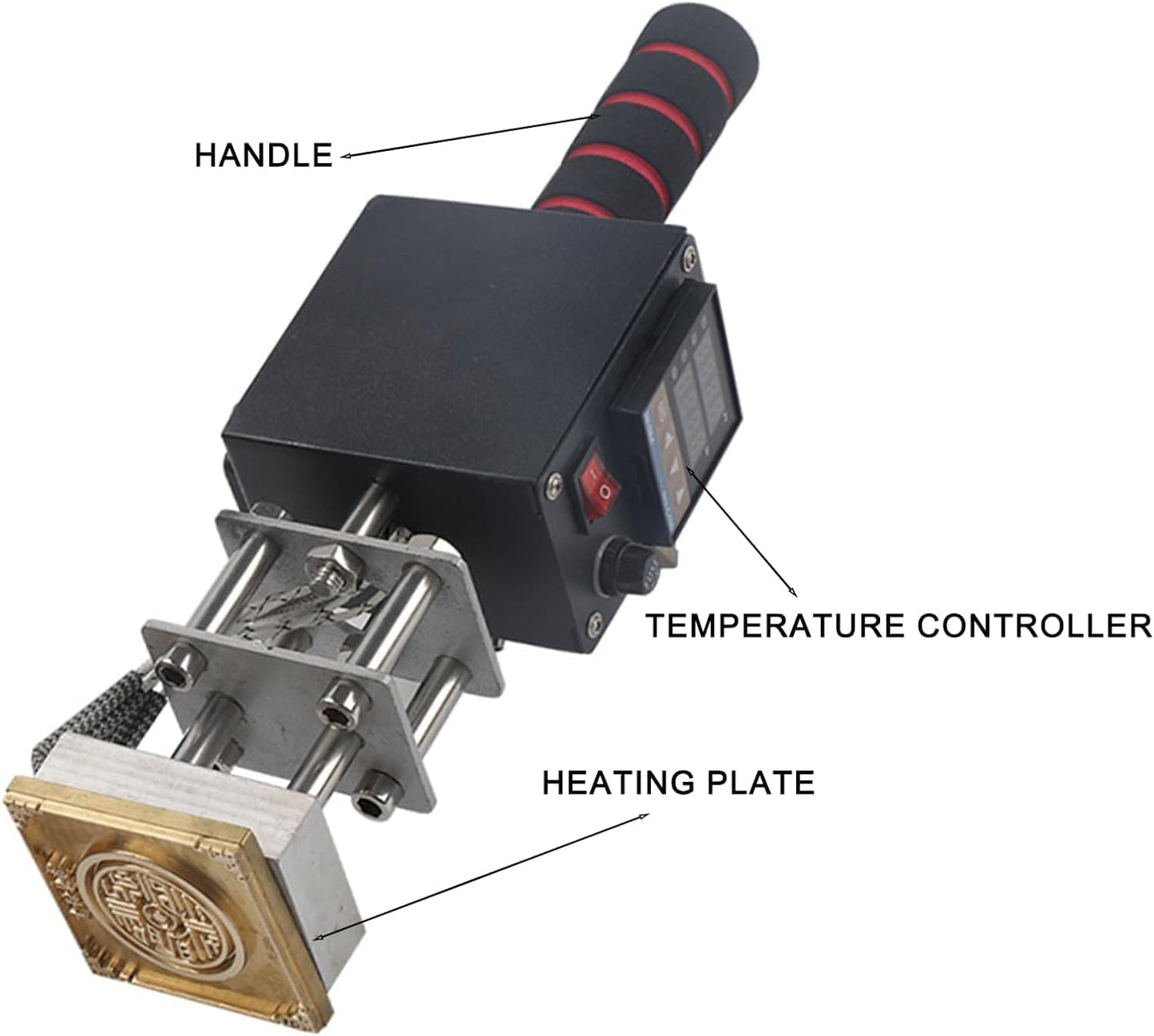 Embossing Machine, 110V 500W Handheld Portable Hot Stamping Branding, Machine Heat Press Digital Leather Tool, Paper Wood Custom Logo Food Foil Stamp Printer (Precise Location 10-13cm)