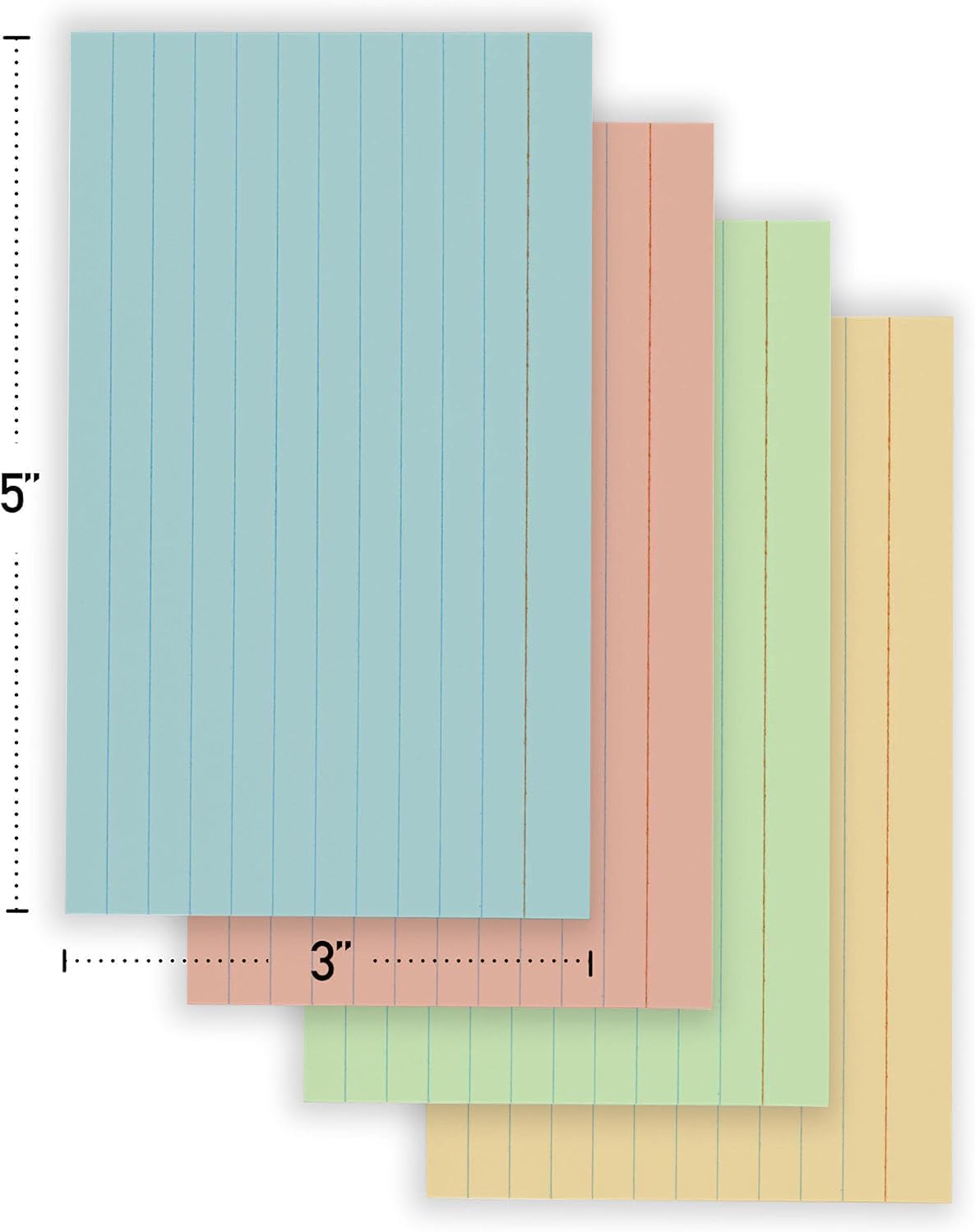 Index Cards 3x5 Bulk, (2400 Cards Pastel Colors) Flashcards, Notecards 3x5 lined, Blank on Back, Assorted Pastel Colors Flashcards for School Home and Office, Ruled Index Cards