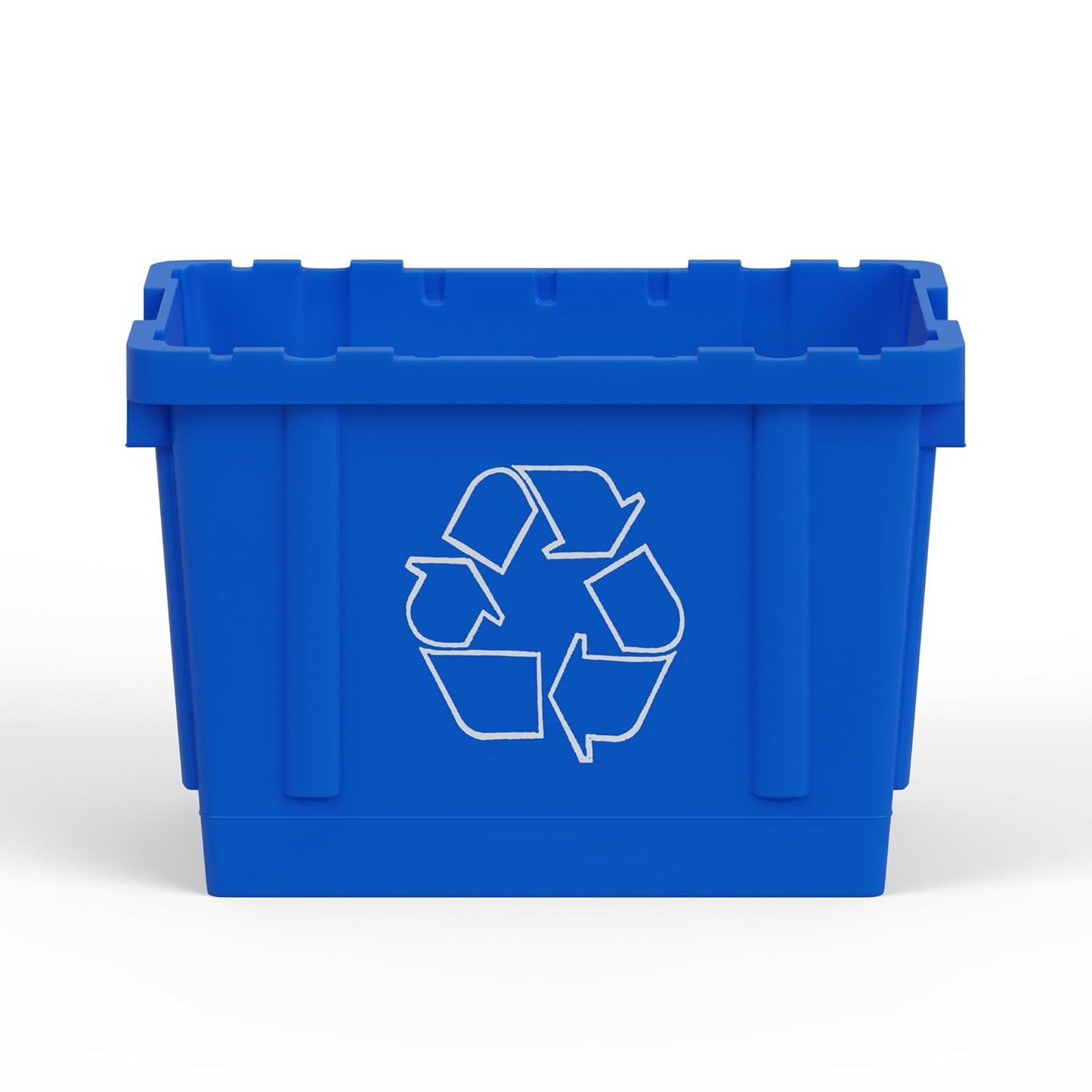 14 Gallon Rectangular Blue Recycling Bin | 2 Pack | Inside Outside Curbside | Stackable Box for Paper Plastic