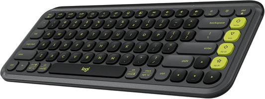 Logitech POP ICON Keys Wireless Bluetooth Keyboard, Comfortable Typing, Programmable Keys, Easy-Switch Between up to 3 Devices, for Laptop, Tablet, PC – Graphite and Green
