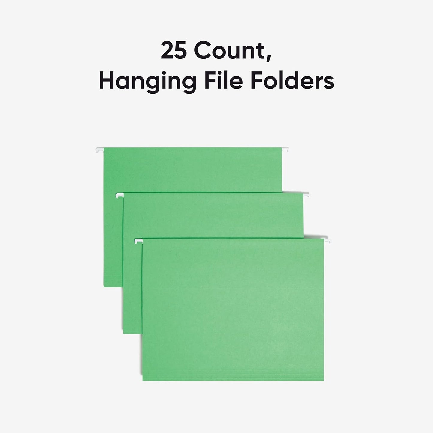 Smead Standard Hanging File Folders, 25 Count, Green, 1/5-Cut Adjustable Tabs, Letter Size (64061)