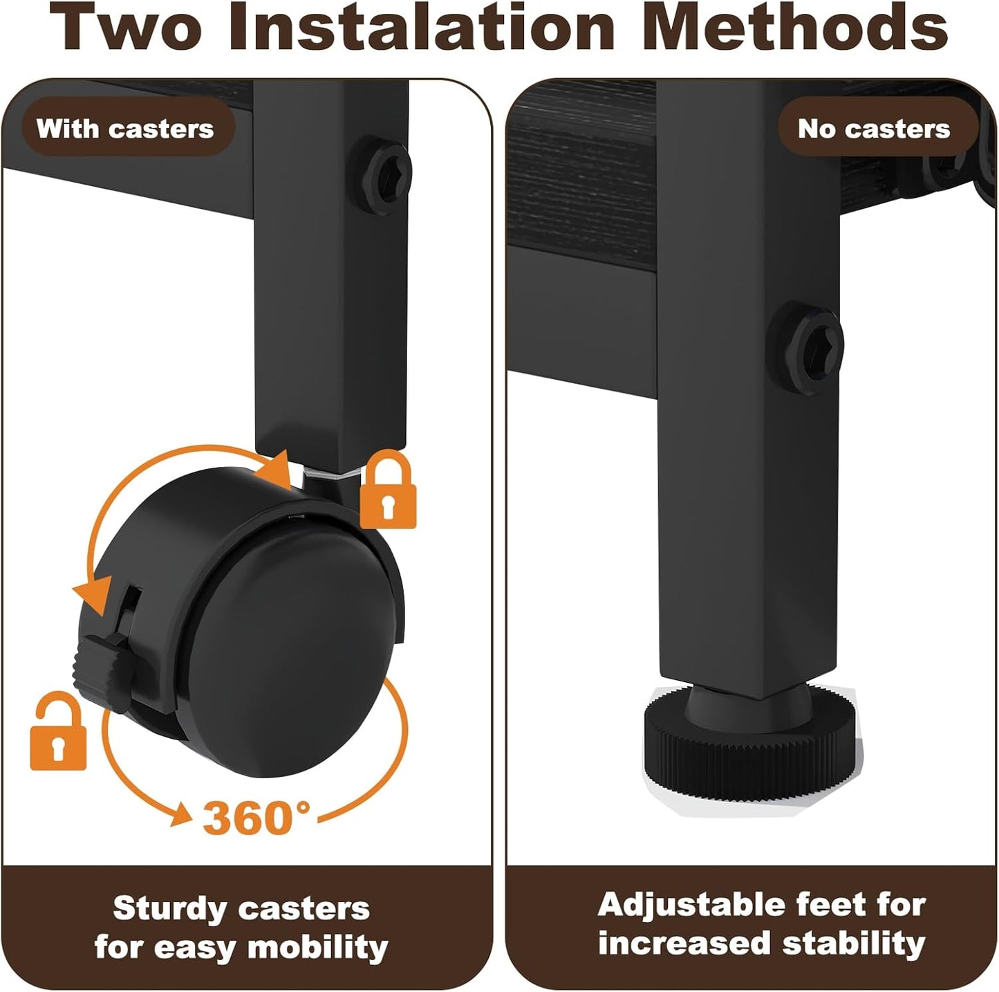 EasyCom 24"x20" Large Printer Stand with Hanging File Holder Organizer, Adjustable Height Shelf with Wheels, Under Desk Table with Storage for Printer Scanner Fax Home Office Use Black