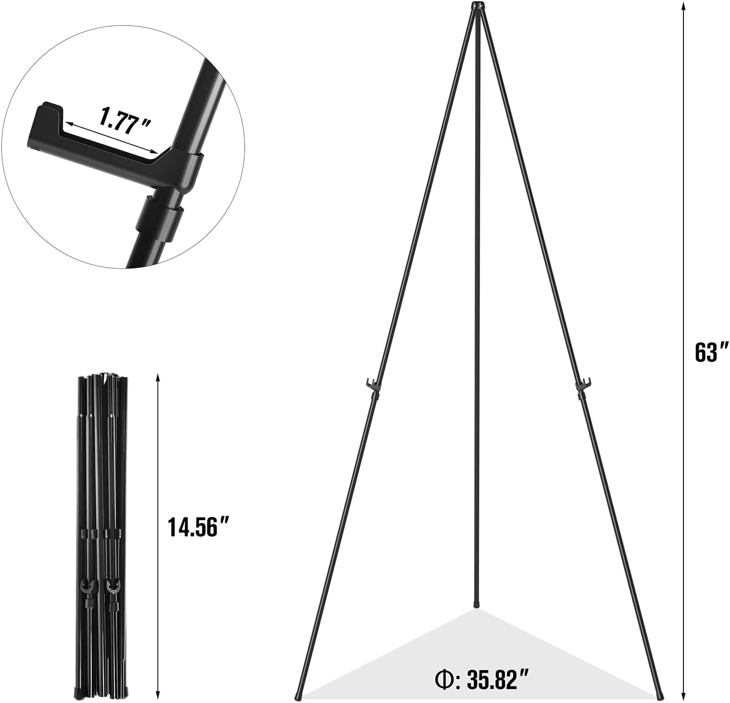 Easel Stand for Sign, Aredy 63" Portable Painting Easel, Lightweight Metal Easels for Painting Canvas, Wedding Sign (2 Pack)