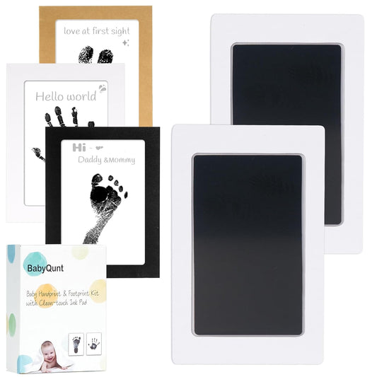 Inkless Baby Hand and Footprint Kit,Clean-Touch Ink Pad Kit,Safe No Mess Printing Infant Hand Foot Stamp,2 Pack Newborn Inkless Print Pads Best Keepsake or Gifts for Family