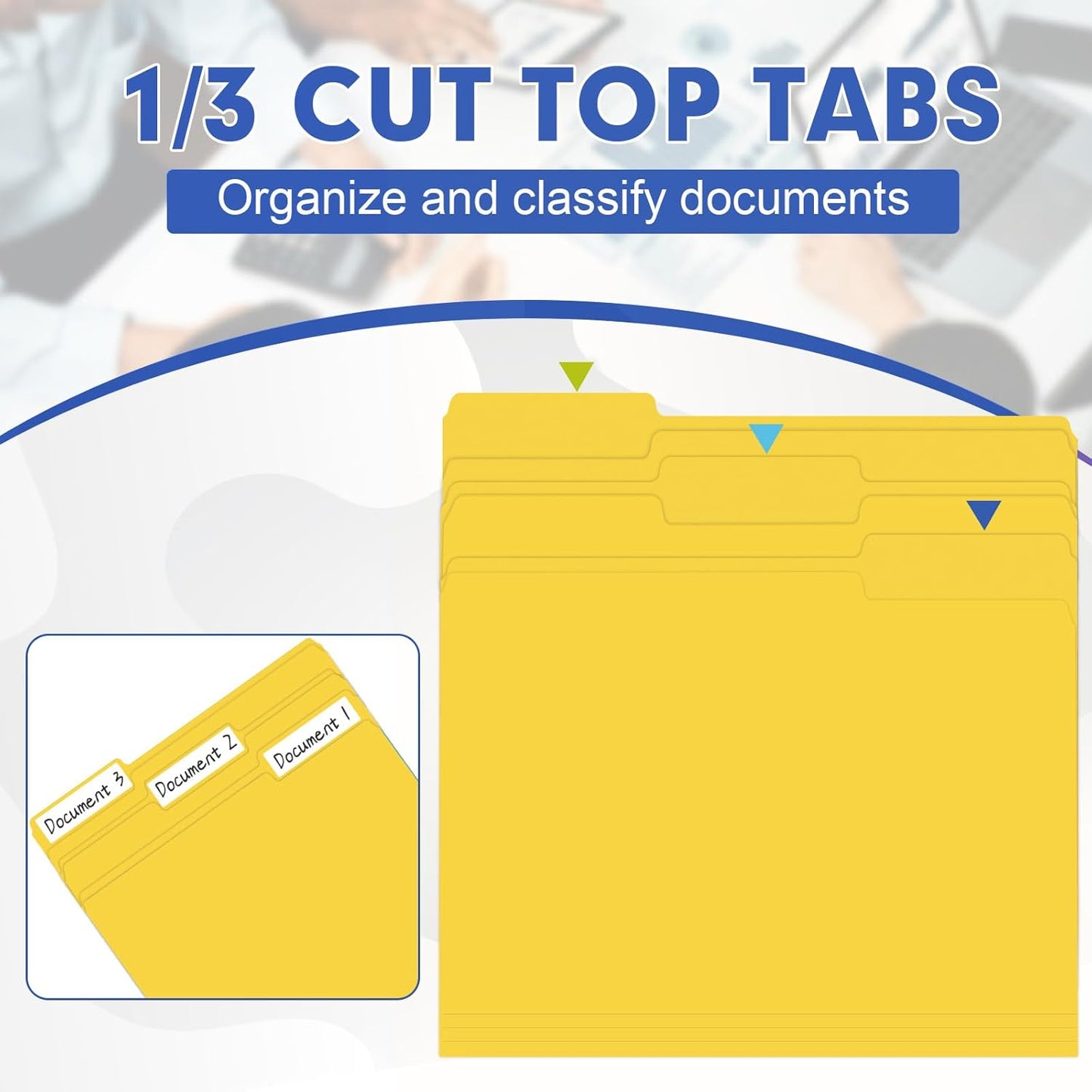 File Folder, HERKKA 120 Pack 1/3 Cut Tab File Folders, File Folders Great for Organizing and Filing, Letter Size, Yellow