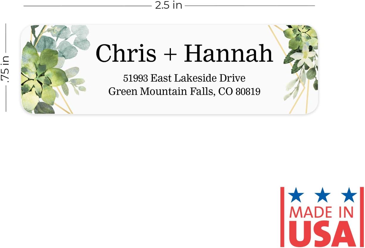 Greenery Frames Rolled Address Labels/Roll of 500 Personalized Address Labels/Designer Return Address Stickers in Elegant Plastic Dispenser