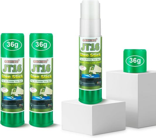 Geeetech 3 Pieces 3D Printer Glue Sticks 36 Gram Each PVP Solid Glue Stick for 3D Printer Hot Bed, Water-Soluble Glue Stick, Quick Dry, Easy to Stick and Washable