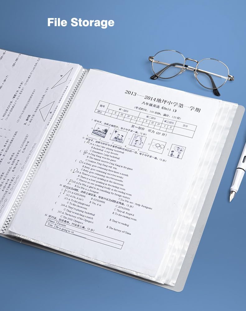 A4 80 Pockets 160/Sides Display Book Paper Document Holder, Business Presentation Book Presentation Folder (80 Pockets Transparent Green)