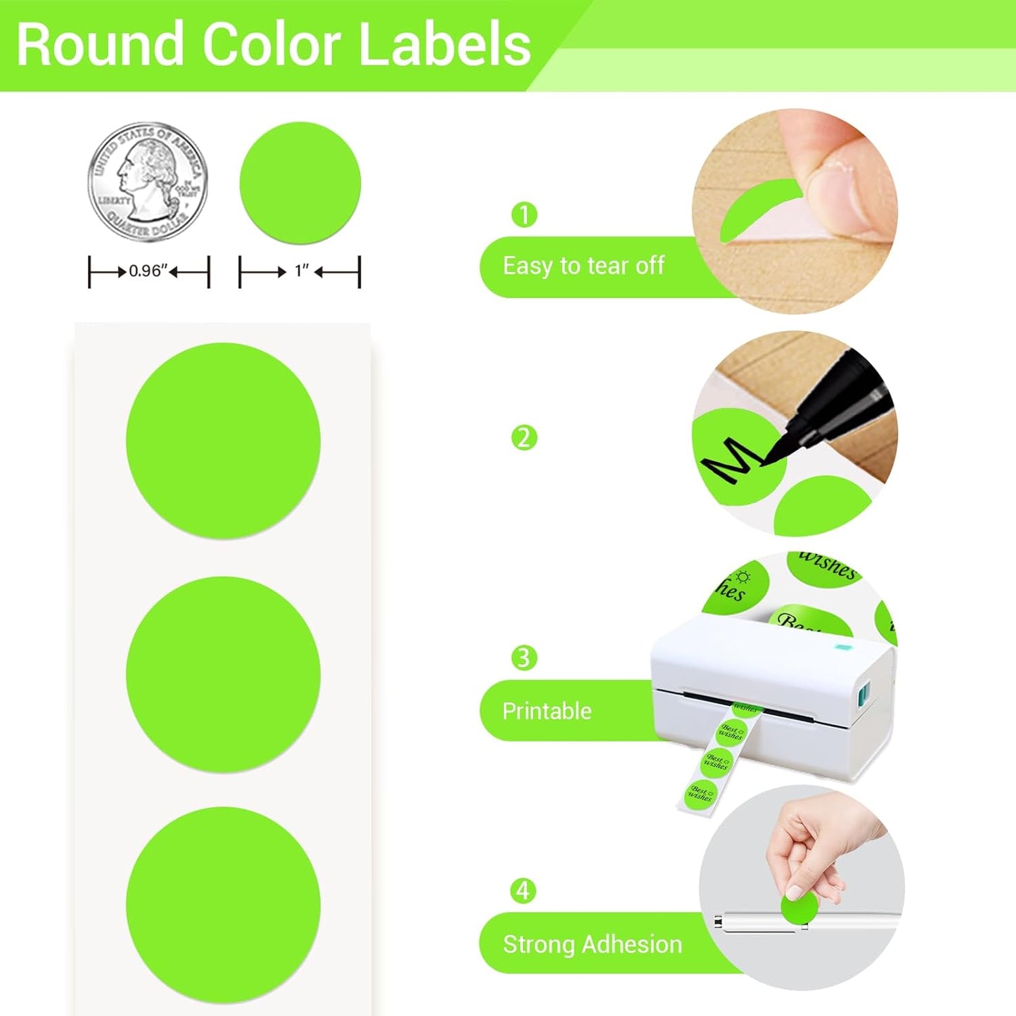 1 Inch Circle Dot Stickers 6000PCS Color Coding Thermal Labels Dots Writable Printable Small Round Stickers for Office, Classroom, Inventory, Garage, Organizing Storage, 6 Mixed Color