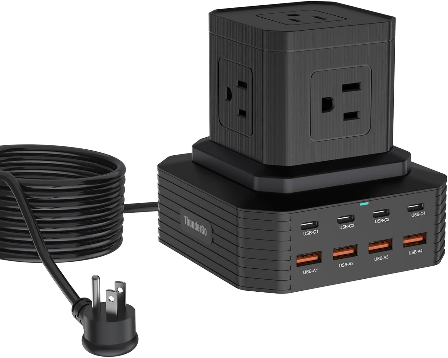 100W USB C Charging Station 13-in-1 Surge Protector Power Strip with 4 PD USB-C & 4 USB-A Ports, Adapt to MacBook Pro/Air, iPhone 15/14, iPad, and Multi-Device Office and Home Chargers