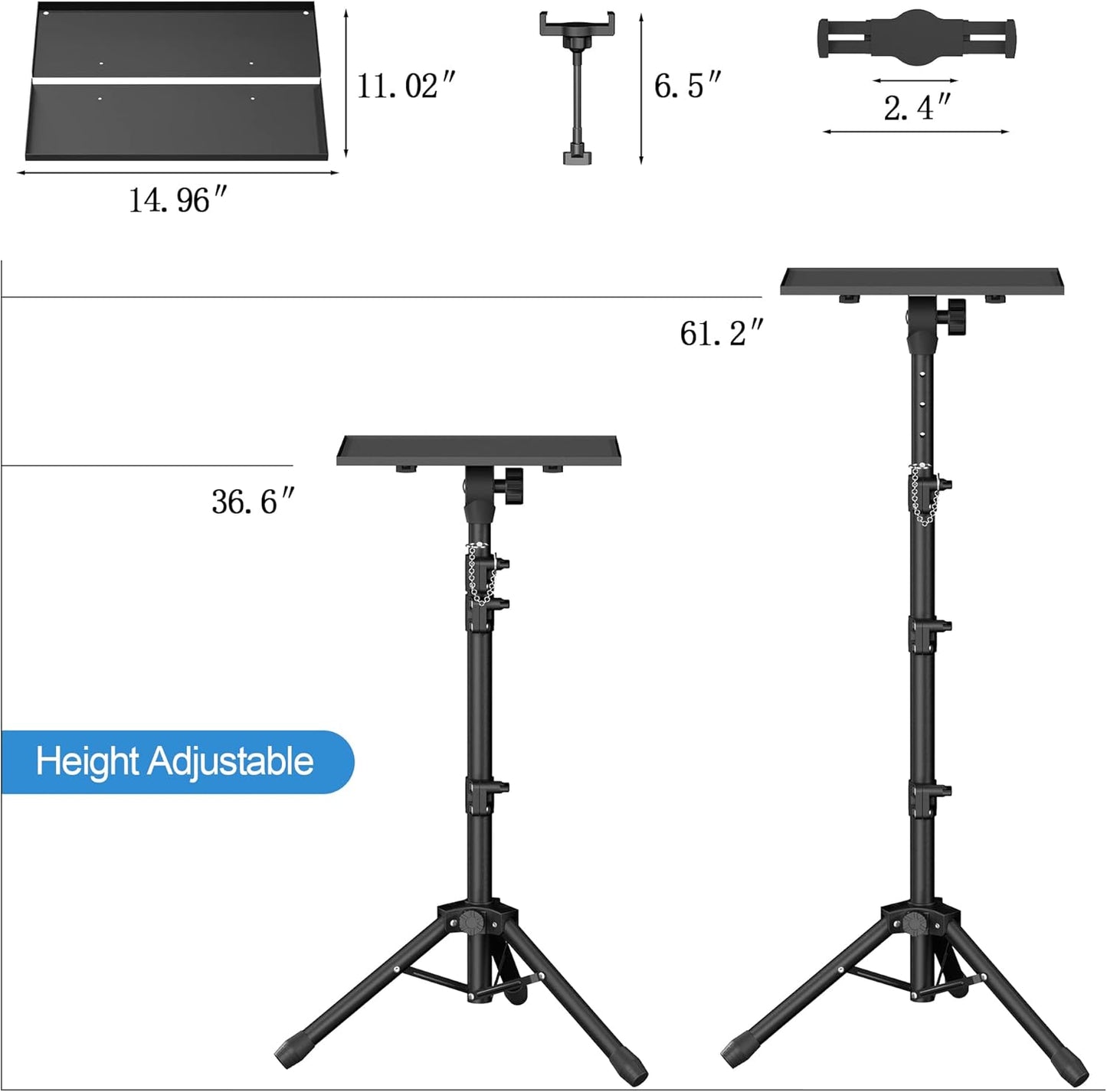 Projector Stand - Adjustable Height 22 to 63 Inches, Tripod for Laptop & Projector, Outdoor Movies