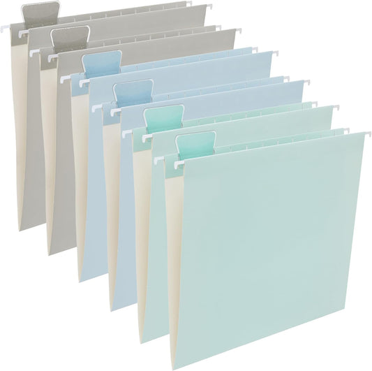 Y YOMA 6 Pack Colored Hanging File Folders Letter Size Decorative Hanging Folder Cute Pretty File Folder for Filing Cabinet Drawer Office Home with 1/5-Cut Adjustable Tabs, 3 Selected Fashion Color