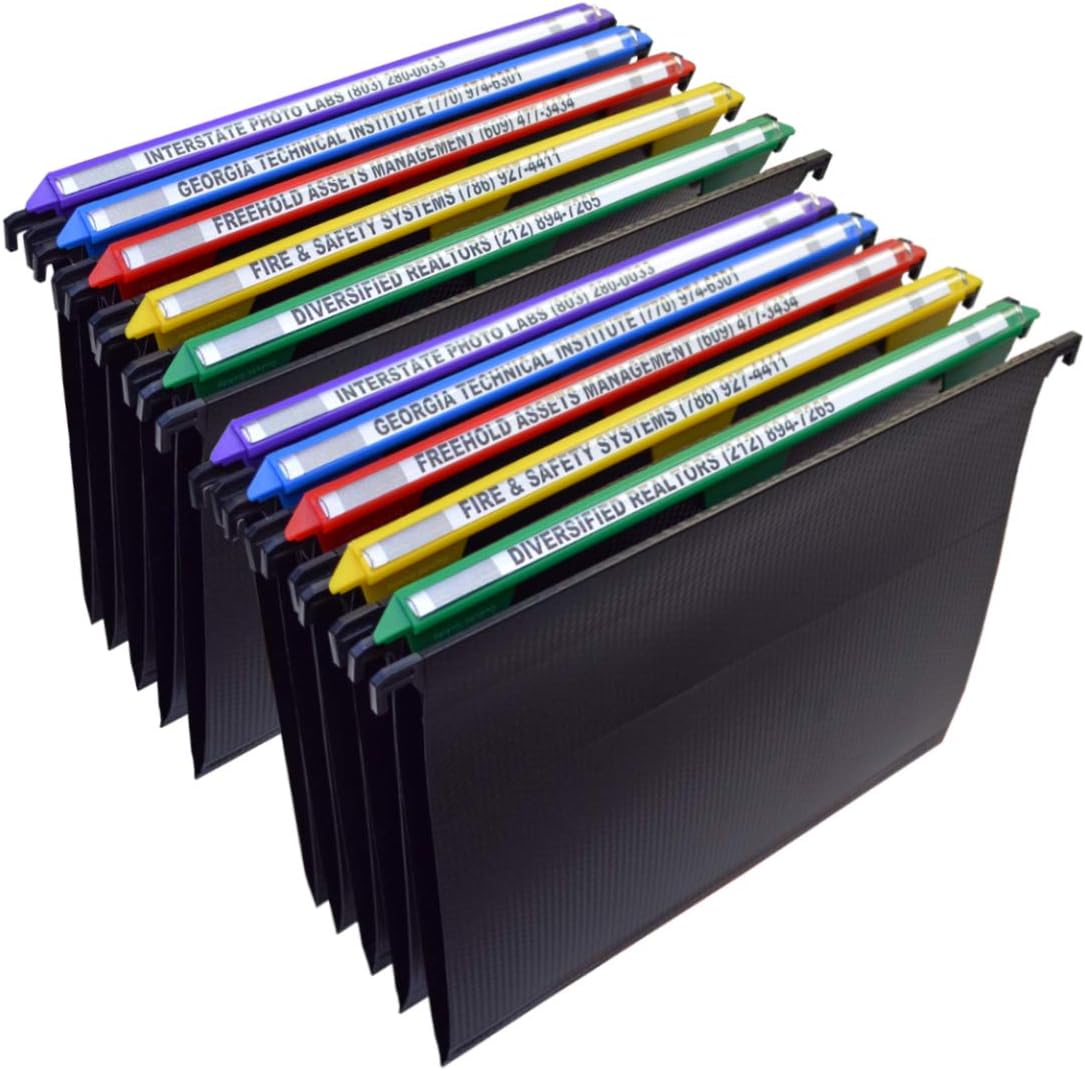 Ultimate Office MagniFile Hanging File Folders V Base Letter Size with 11 inch Magnified Indexes That Double The Size of Your File Titles to Find Files Fast. (Set of 10 Assorted)