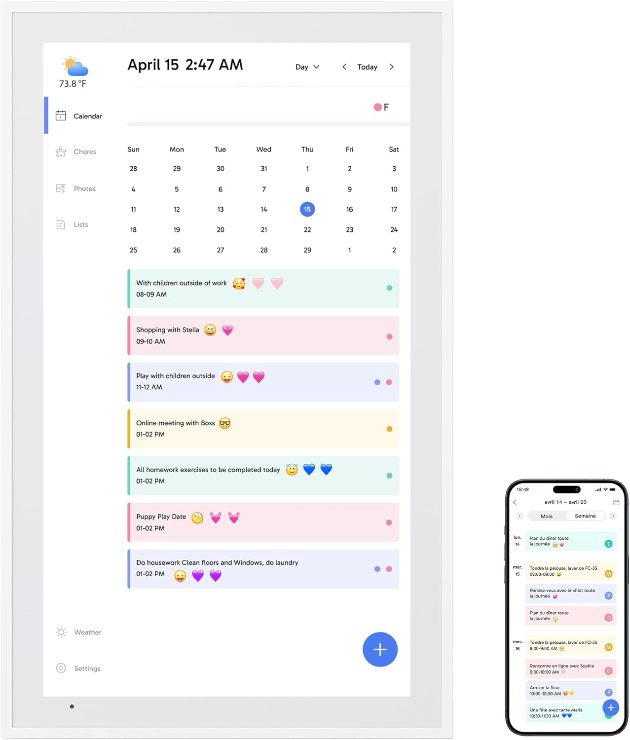 Dragon Touch 21.5" Digital Calendar Chore Chart – 1080P Full HD Interactive Touchscreen, Smart Family Planner, Hearth Display Digital Wall Calendar & Desk Mountable for Seamless Scheduling