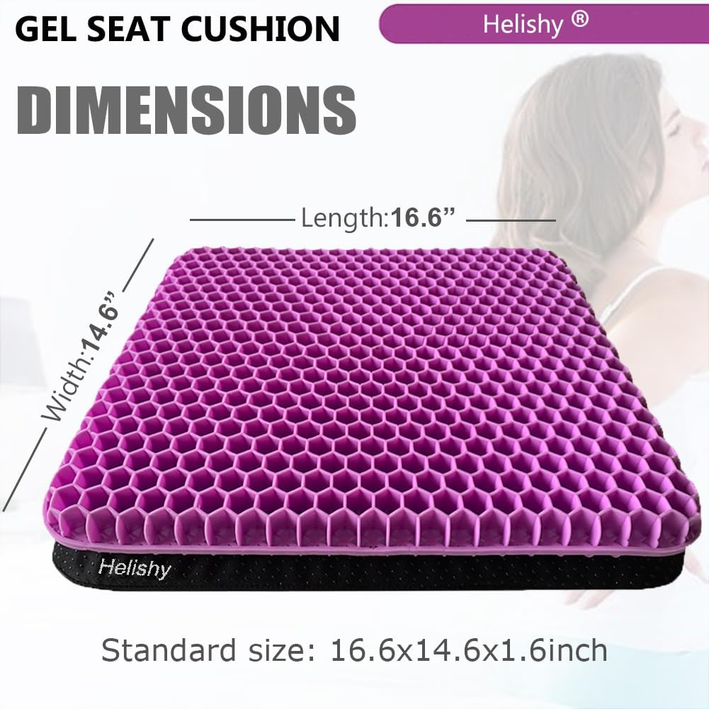 Gel Seat Cushion, Egg Seat Cushion for Tailbone, Back, Sciatica Pain Relief - Gel Enhanced Chair Pads with Non-Slip Cover for Office Home Chair Car Seat Wheelchair (Standard, Violet)