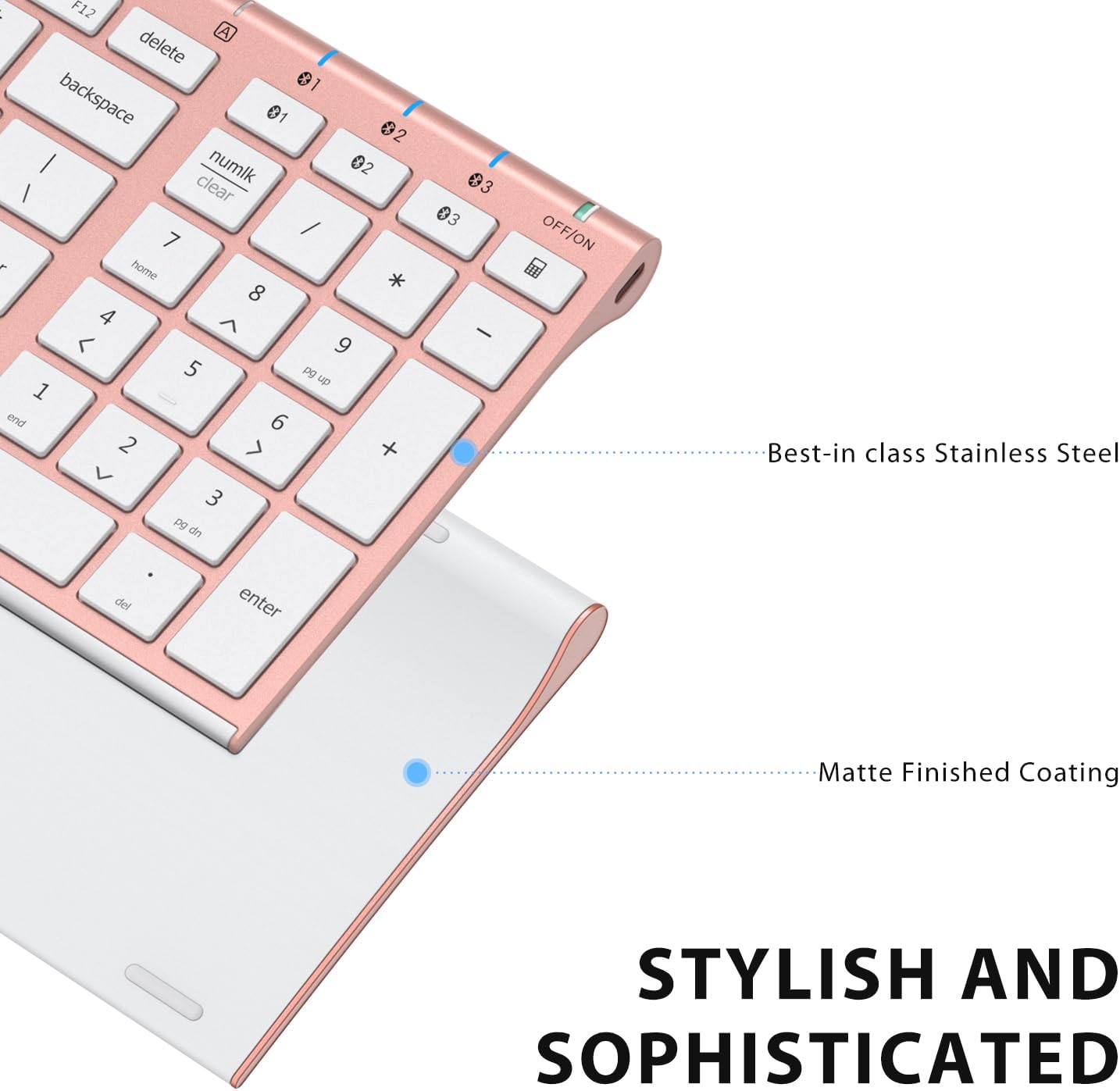 iClever BK10 Bluetooth Keyboard, Universal Bluetooth 5.1 Wireless Keyboard with Number Pad, Ergonomic Design, Multi-Device Compatibility, Stable Connection for Mac, iPad, iPhone, Android, Windows