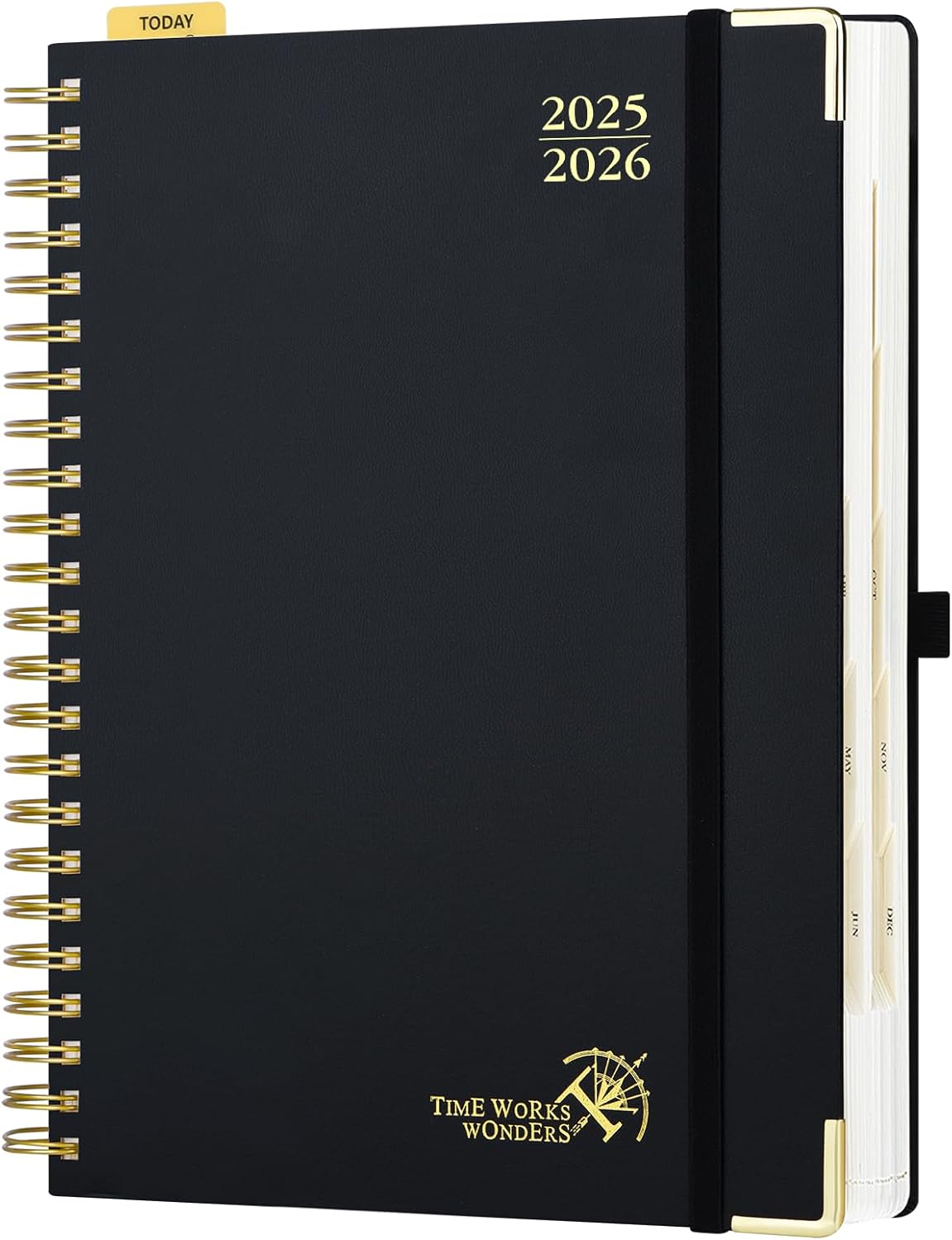POPRUN Academic Daily Planner 2025-2026 One Page A Day - [A4 Large Size 8.25" x 12" - Spiral Hard Cover], Appointment Book (July 2025 - June 2026) with Monthly Calendar - Black