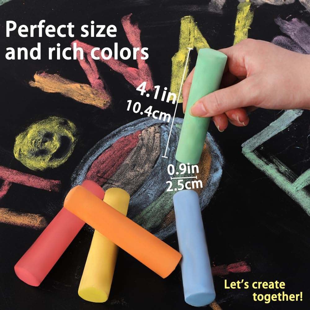 20 PCS Sidewalk Chalks Set Washable Colored Jumbo Chalk Bulk 20 Colors for Students Teens School Supplies Driveway and Playground Outdoor Games Activities