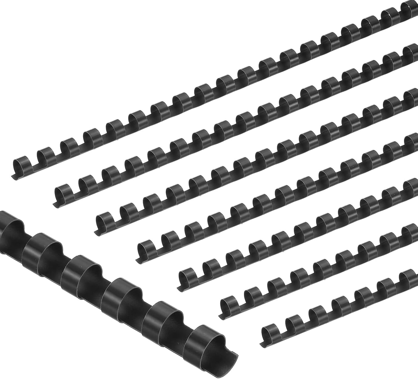 PATIKIL 10mm (3/8") Plastic Binding Combs, 200 Pcs 21 Rings Comb Binding Spines 60 Sheet Capacity Letter Size for Binding Paper Sheets Notebook Calendar Picture Album, Black