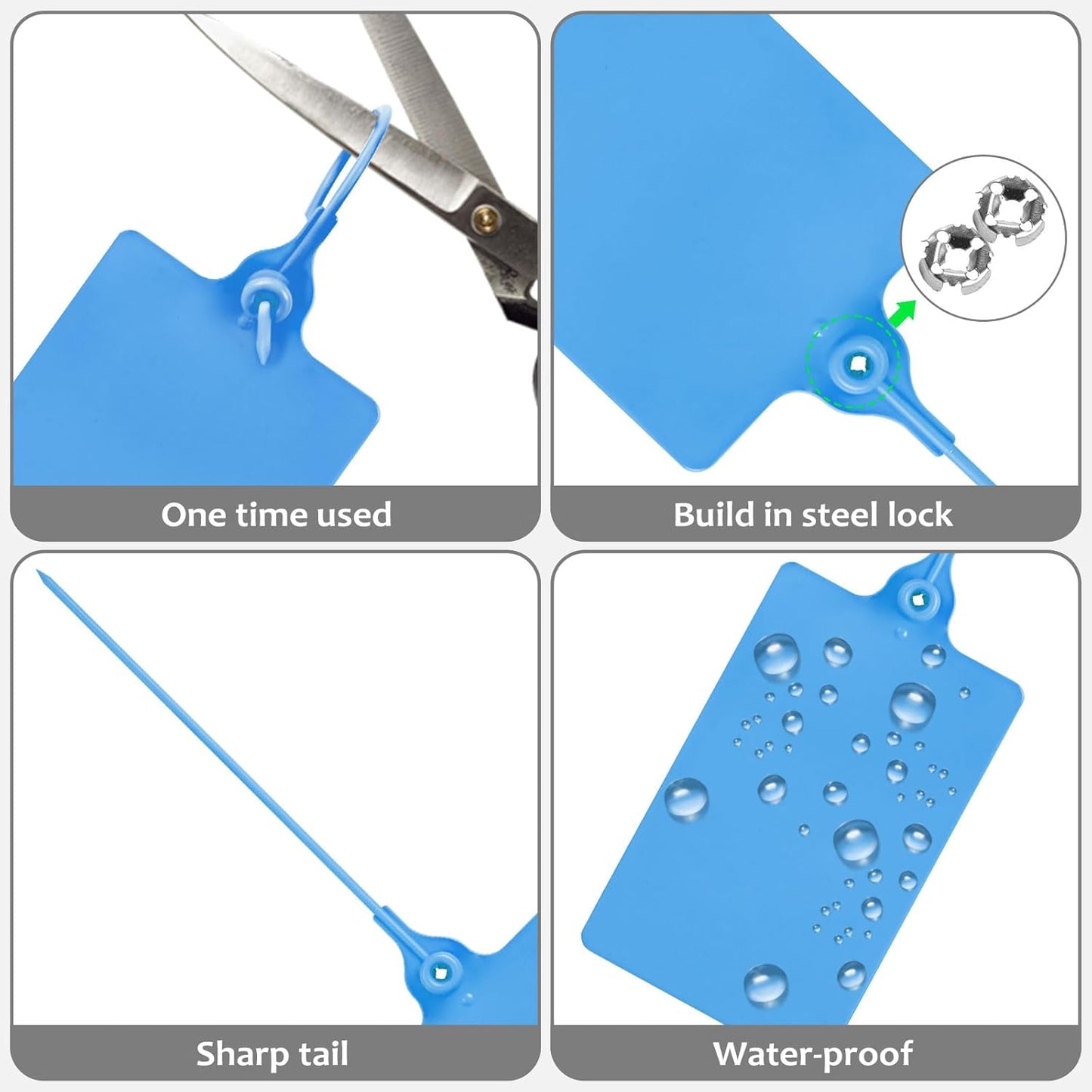 100 Plastic Tags Blank Waterproof Tags Shipping Tags for Labeling Writable Hang Tags Large Shipping Label Security Tamper Seals Storage Tags with One Marker Pen (Blue)