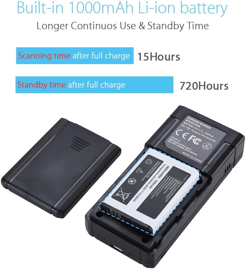 Eyoyo Mini 1D Wireless Barcode Scanner Bluetooth,3-in-1 Bluetooth&2.4G Wireless&Wired Connection, Portable Inventory Bar Code Reader Compatible with iPhone, Android, Windows, Mac Tablets or Computers