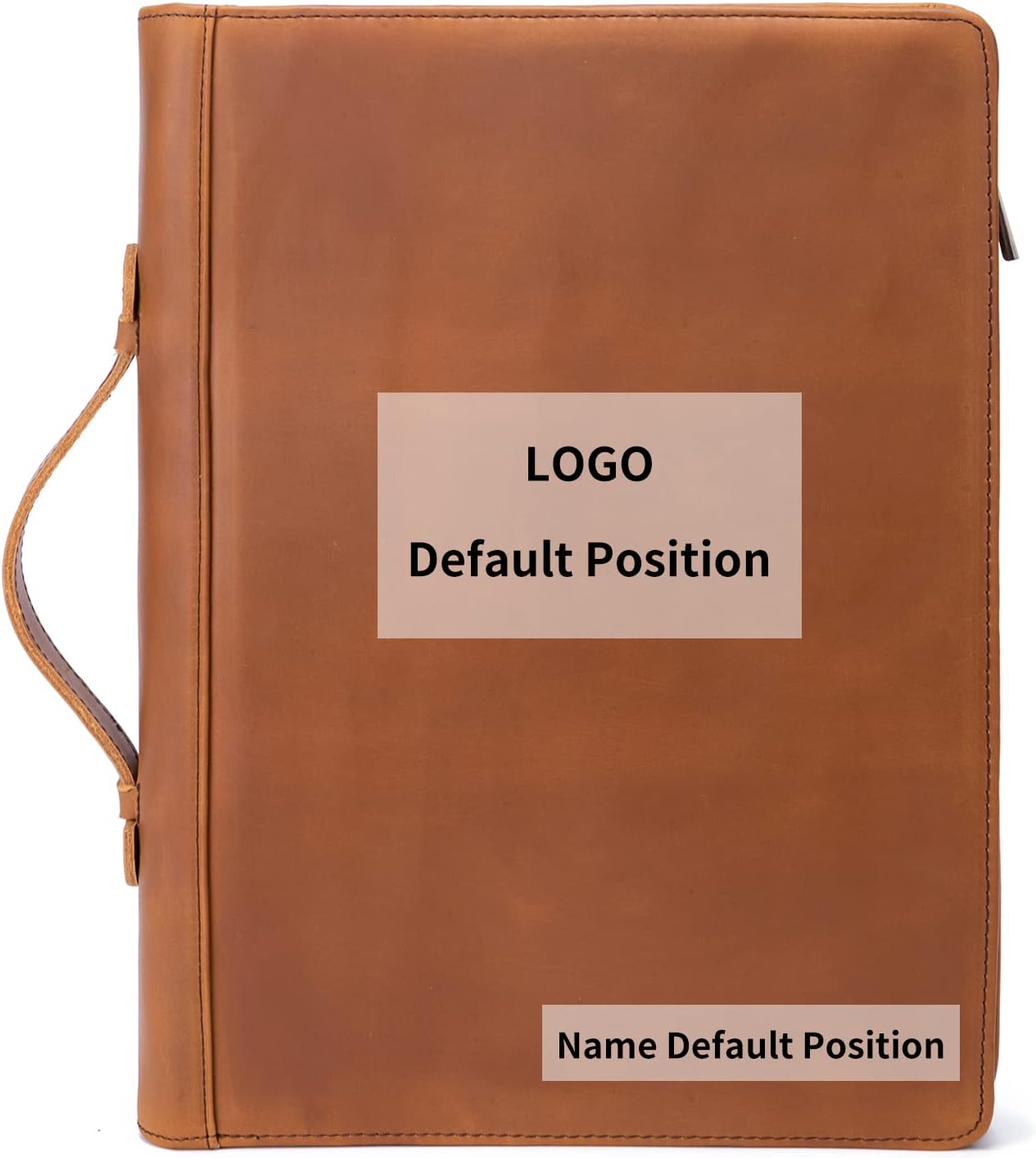 Personalized Genuine Leather Portfolio 3 Ring Binder with Clipboard, Hidden Handle, Custom Engraved 8.5 x 11 Zip Padfolio, Business Professional Organizer for Men Women, Brown