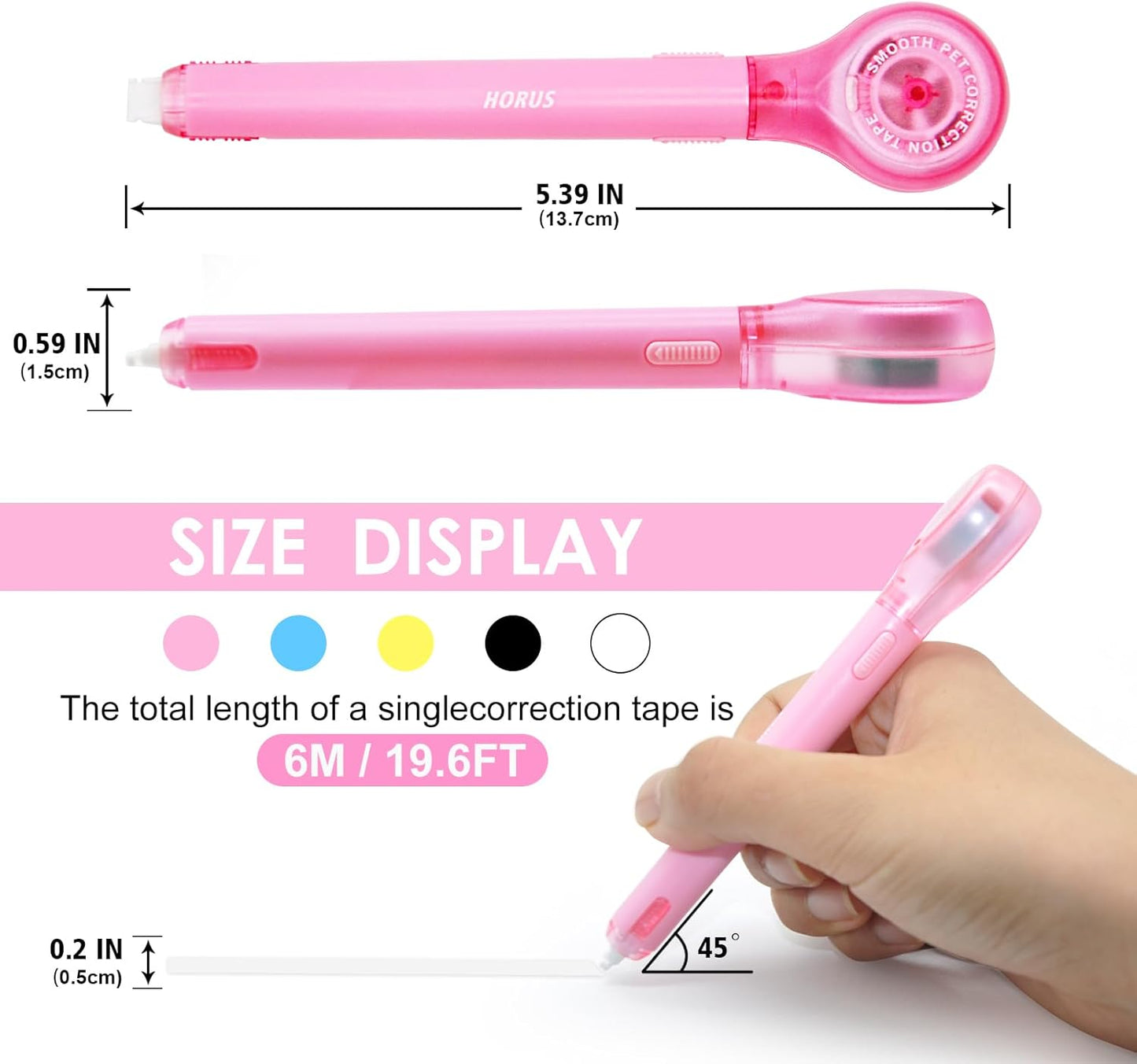 10 Pack Correction Tape Pen, Push Pull Protective, White, 1/5 x 236 Inch