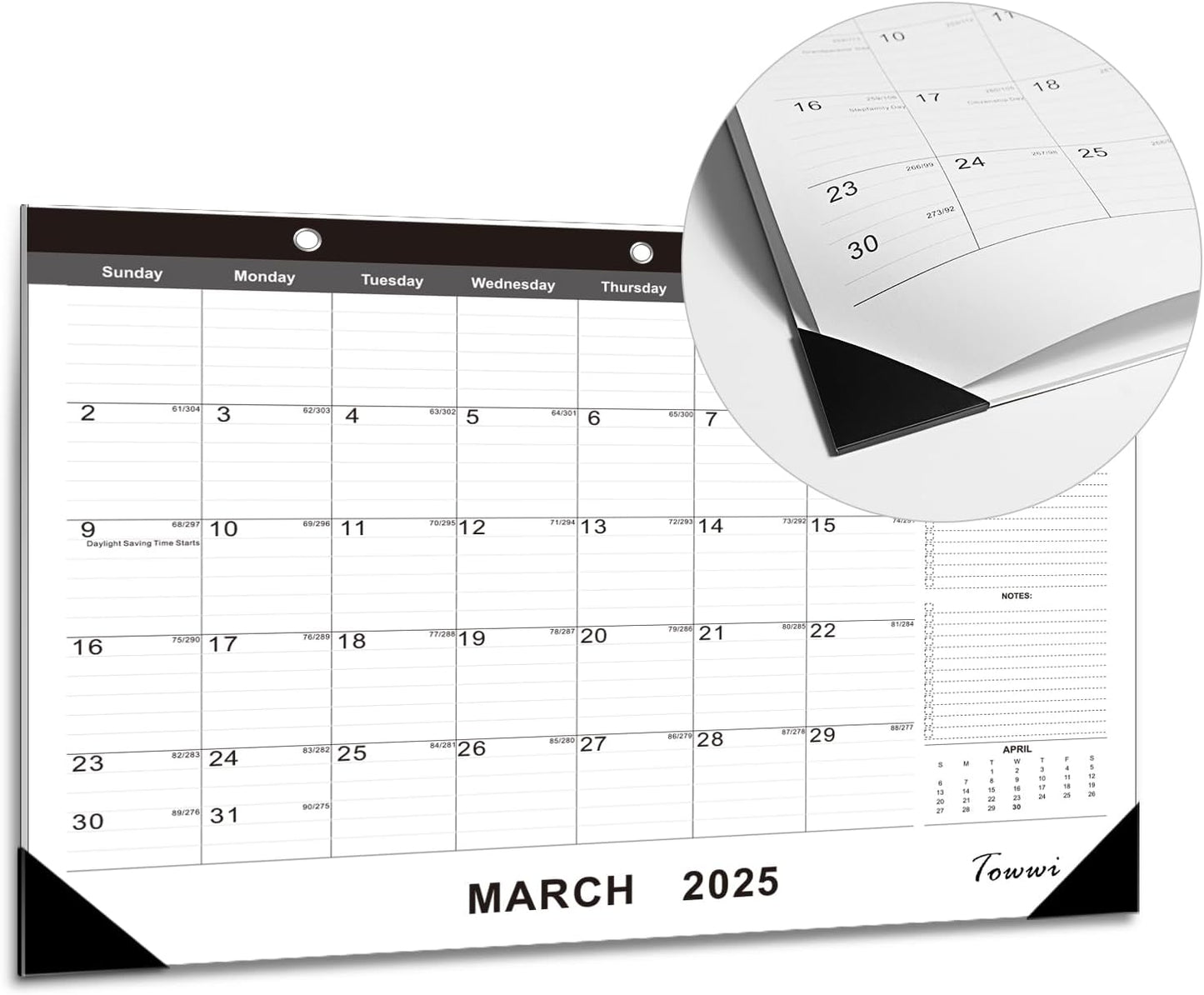 TOWWI 2025-2026 Desk Calendar, 17"x12" Desktop Monthly Calenda for Home, Office, Family with To-do List, Ruled Blocks, Corner Protectors