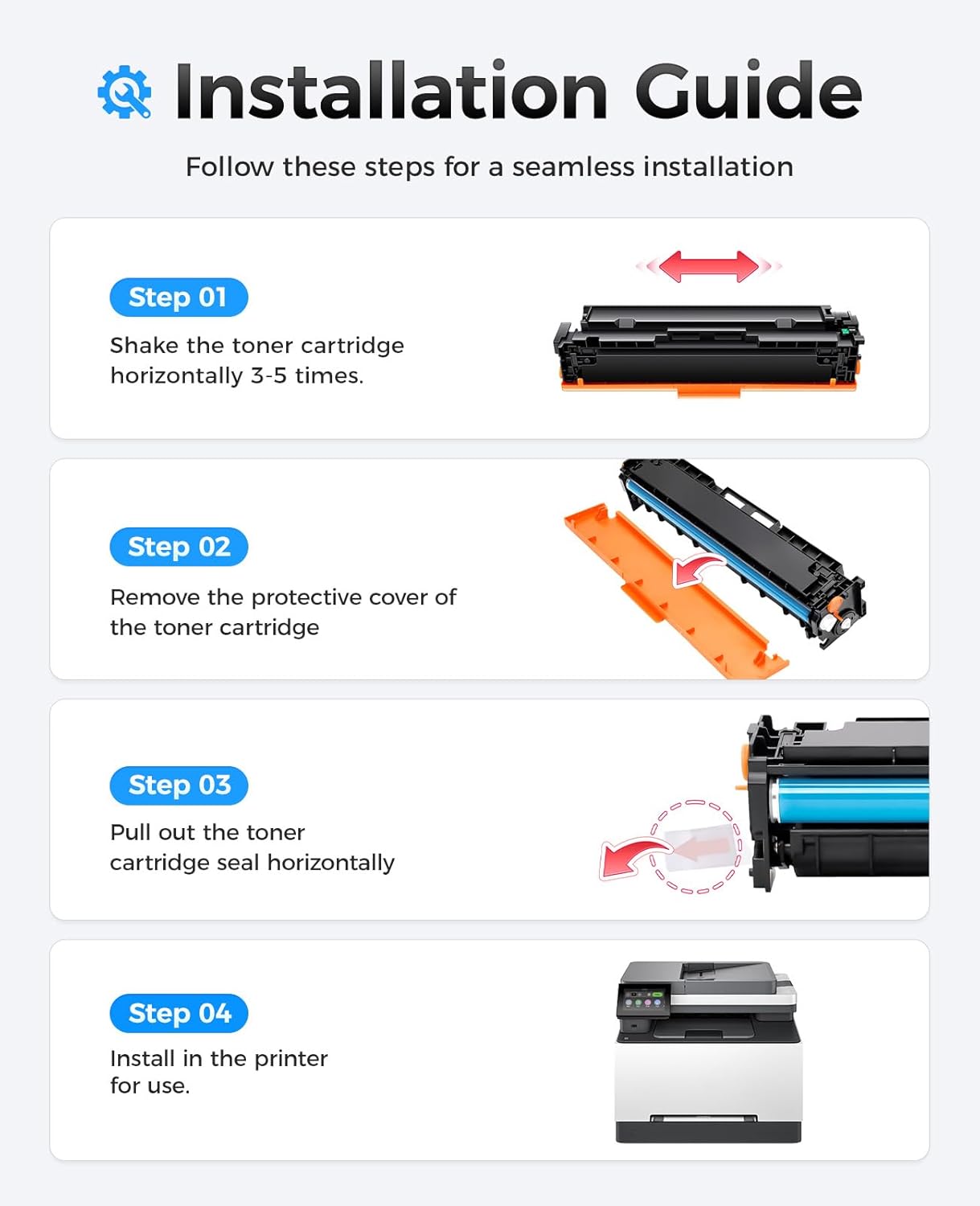 218A Toner Cartridge Set (with chip 4-Pack) Replacement for HP 218A W2180A W2181A W2182A W2183A 218X W2180X Compatible with HP Color Laserjet Pro MFP 3301cdw 3301fdw 3301sdw 3201dw Printer Ink Black