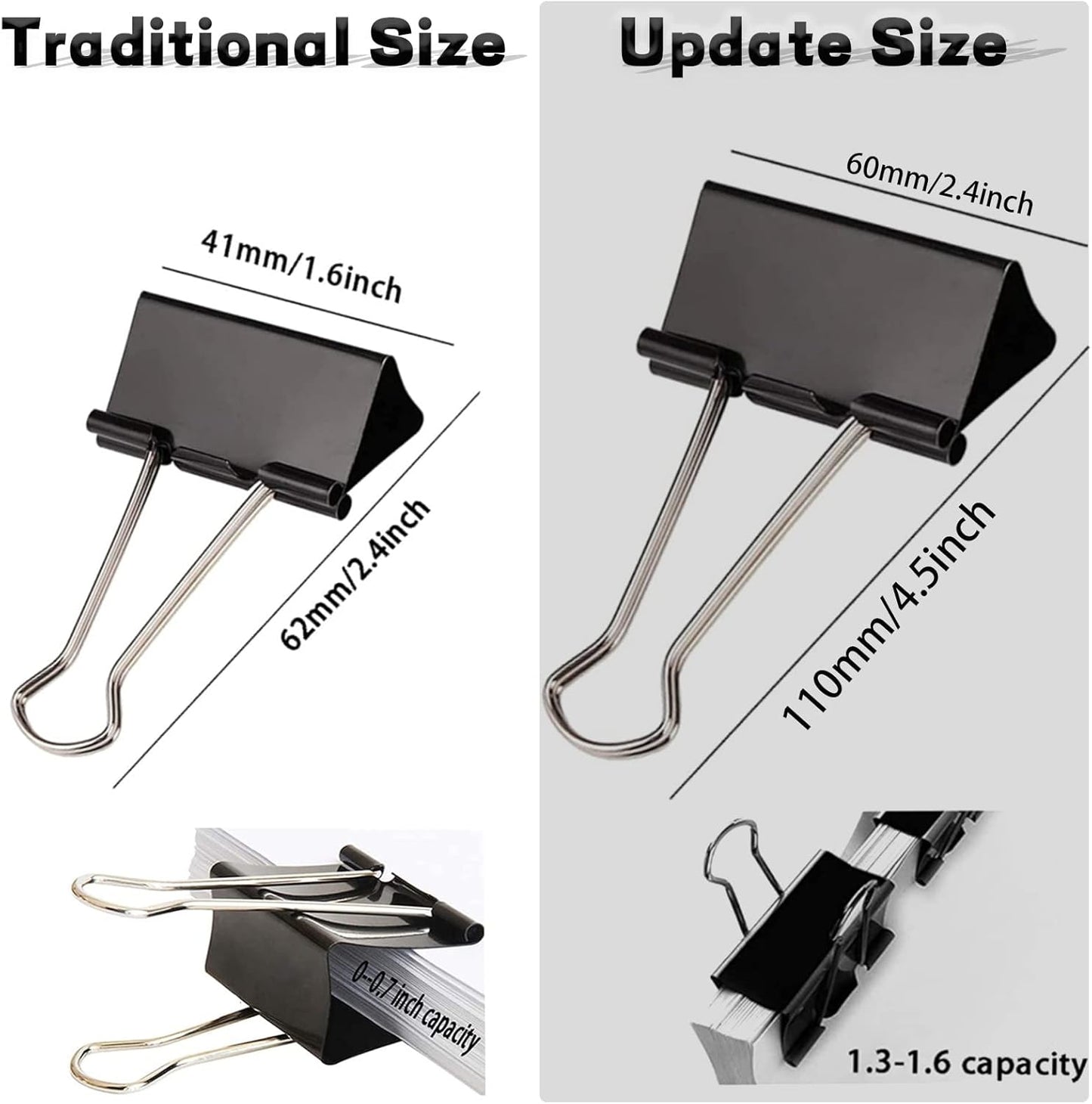 Extra Large Binder Clips 2.4 Inch (36 Pack), Upgrade Giant Binder Clips Big Paper Clips Clamps for Office and Home Supplies, Black by Aellabus