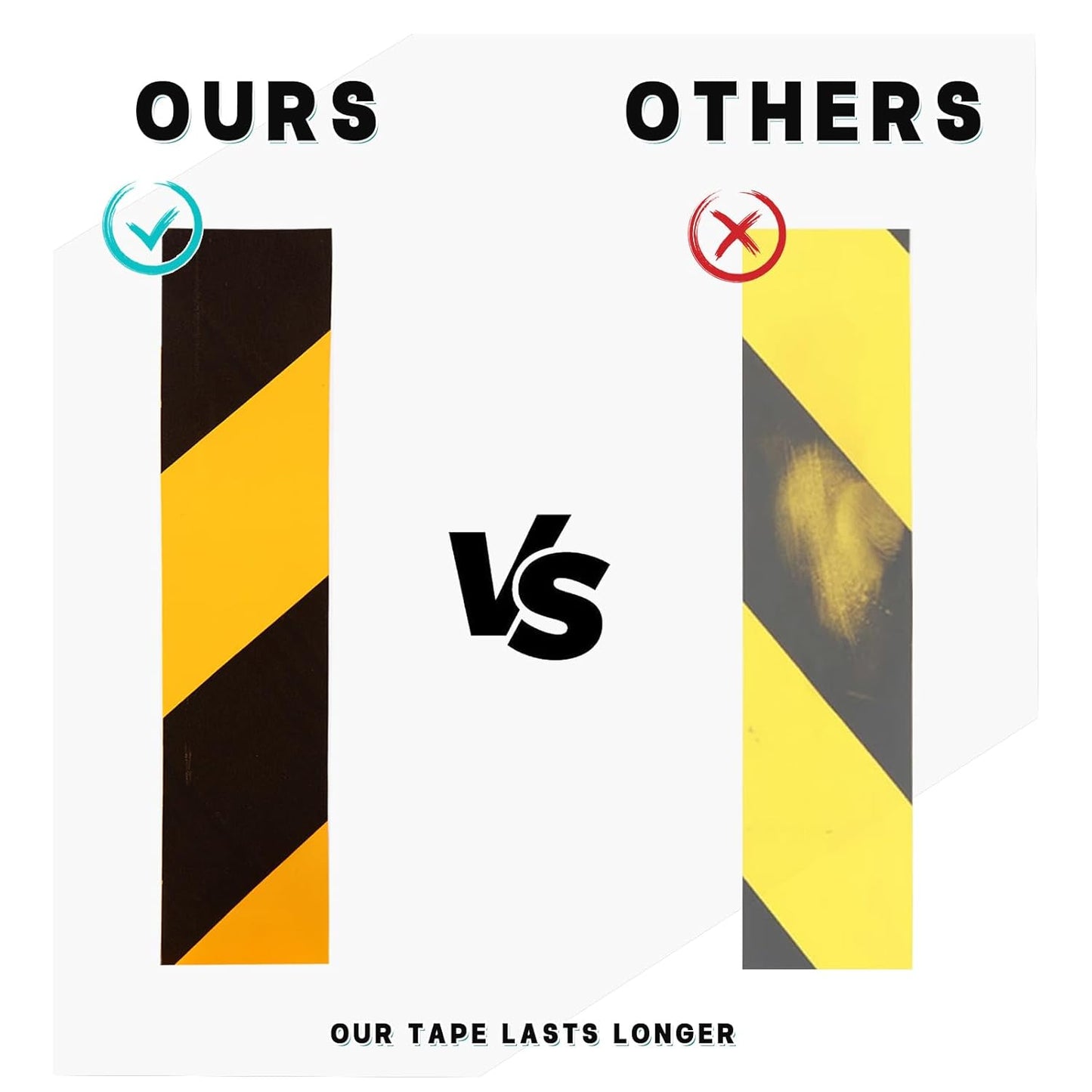 2 Inch x 110 FT Black & Yellow Floor Marking Tape, High-Visibility & Adhesive Hazard Tape for Caution & Aisle Marking, Warning Safety Stripe Tape, Caution Tape Roll for Walls Steps Pipes Equipment