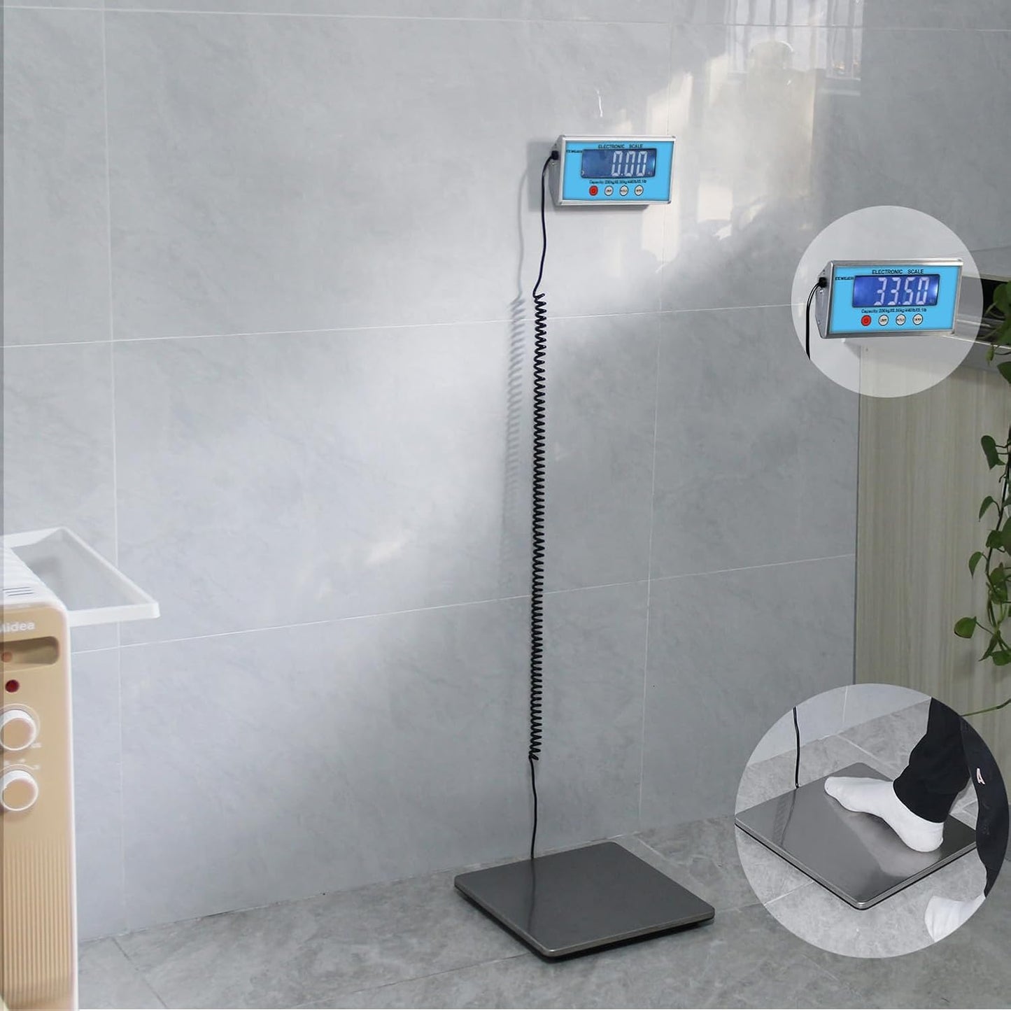 Shipping Scale 440lb with High Accuracy, Heavy Duty Stainless Steel Postal Scale with Hold/Tare, Digital Shipping Scale for Packages/Luggage/Post Office/Home, Battery & AC/DC Adapter