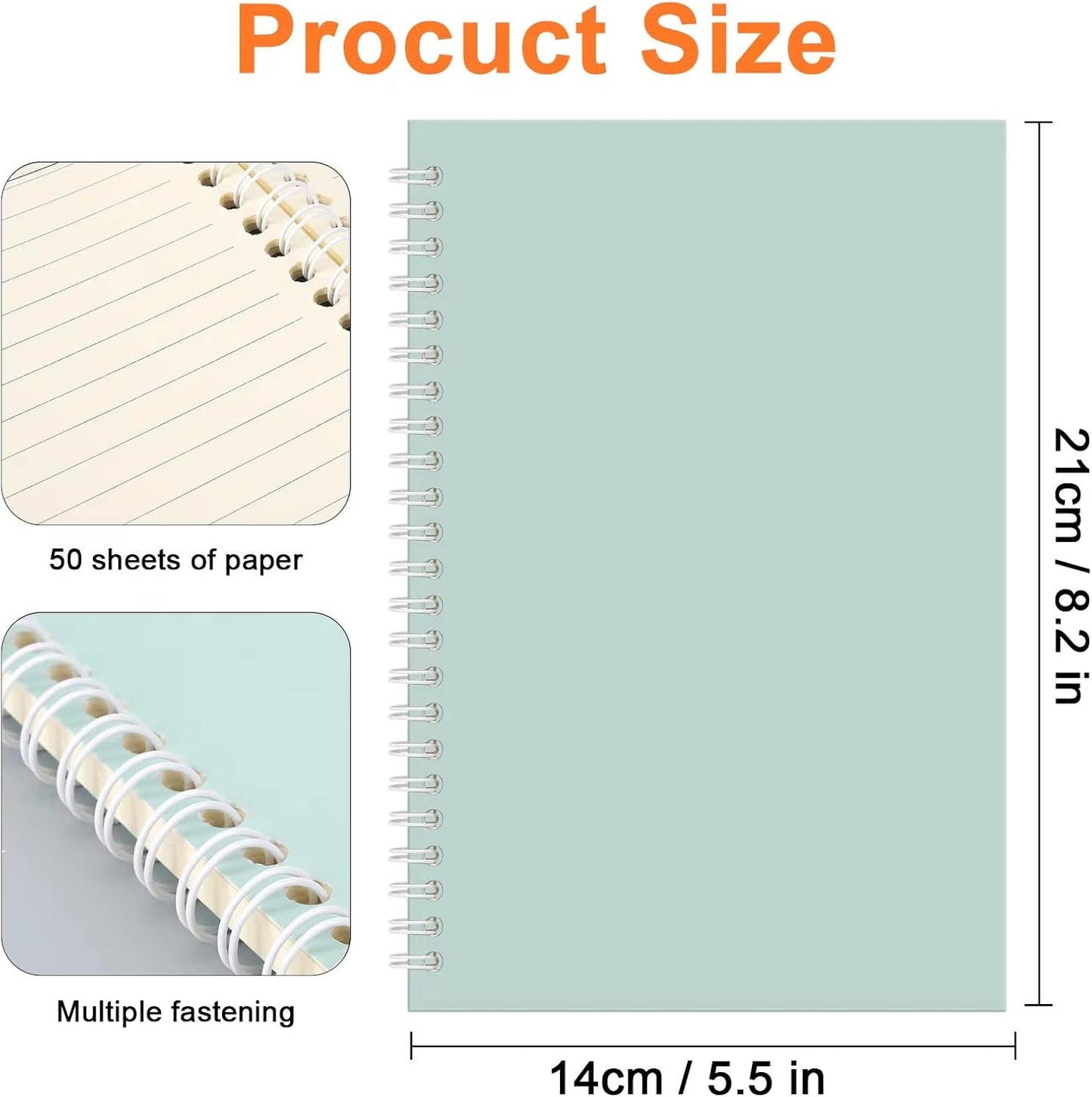 48 Pack A5 Spiral Notebooks College Ruled Spiral Notebooks Bulk Inches Lined Travel Writing Notebooks Journal Notepad for Office School Supplies, 50 Sheets 100 Pages, 8.3 x 5.5 Inches, Multicolor
