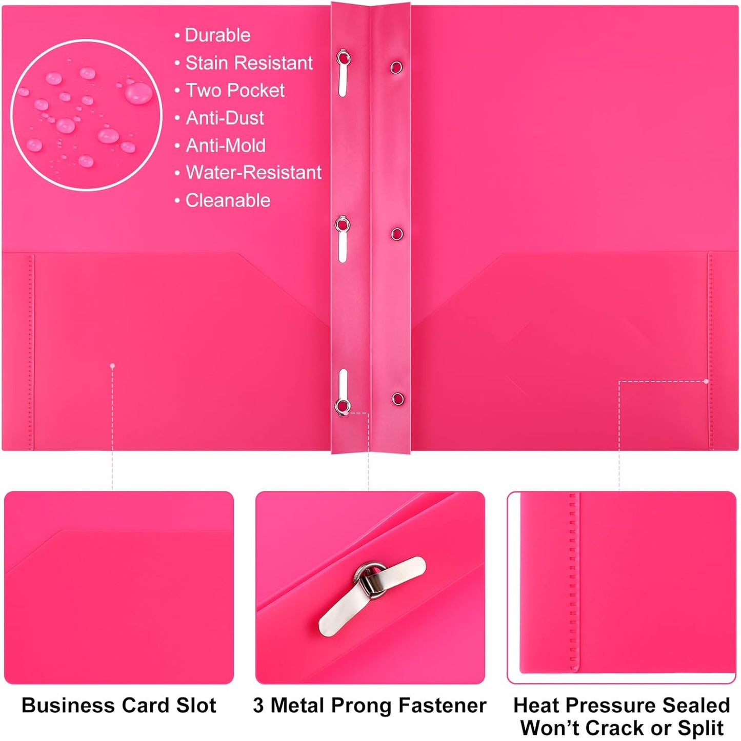 Patelai 48 Pcs Plastic Folders with 2 Pockets and 3 Prongs Home Folders with Card Slot Letter Size Heavy Duty Report Covers for Back to School(Stylish Color,Classic)