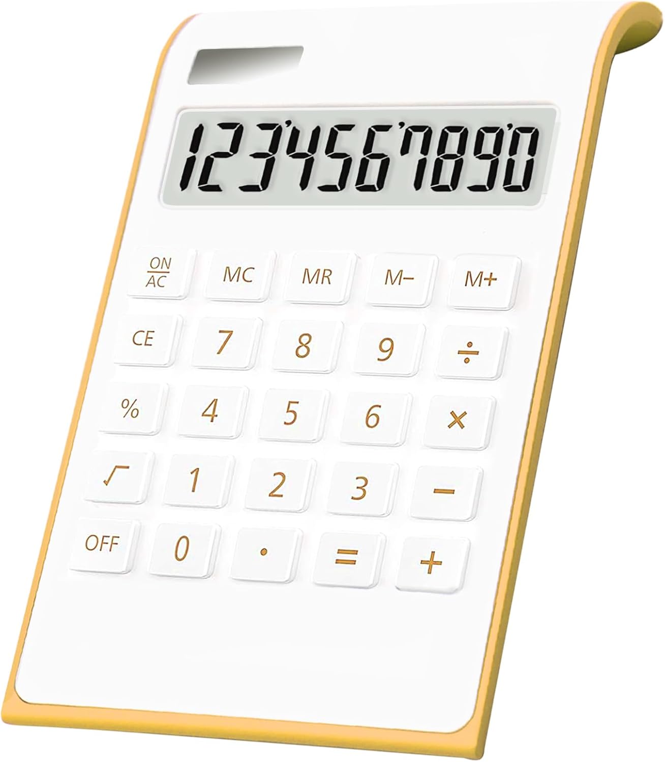Calculator, 10 Digits Solar Battery Basic, Dual Powered Desktop Calculator, Tilted LCD Display, Inclined Design Slim Desk Calculator by Sportsvoutdoors (White)