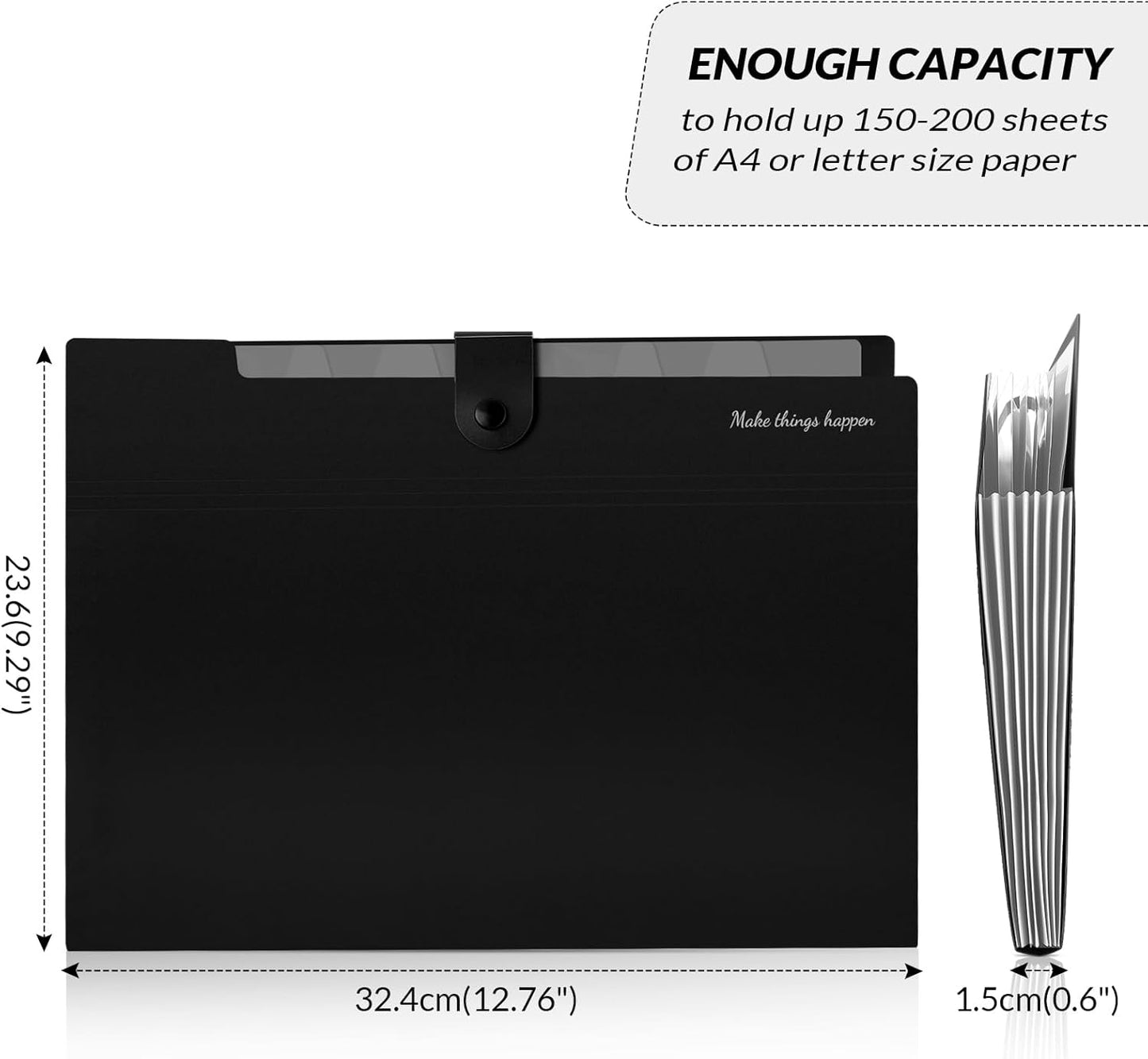 SKYDUE 8 Pockets Accordion File Organizer, Expanding File Folders, Portable Document Paper Organizer, A4 Letter Size, Snap Closure, Pack of 4